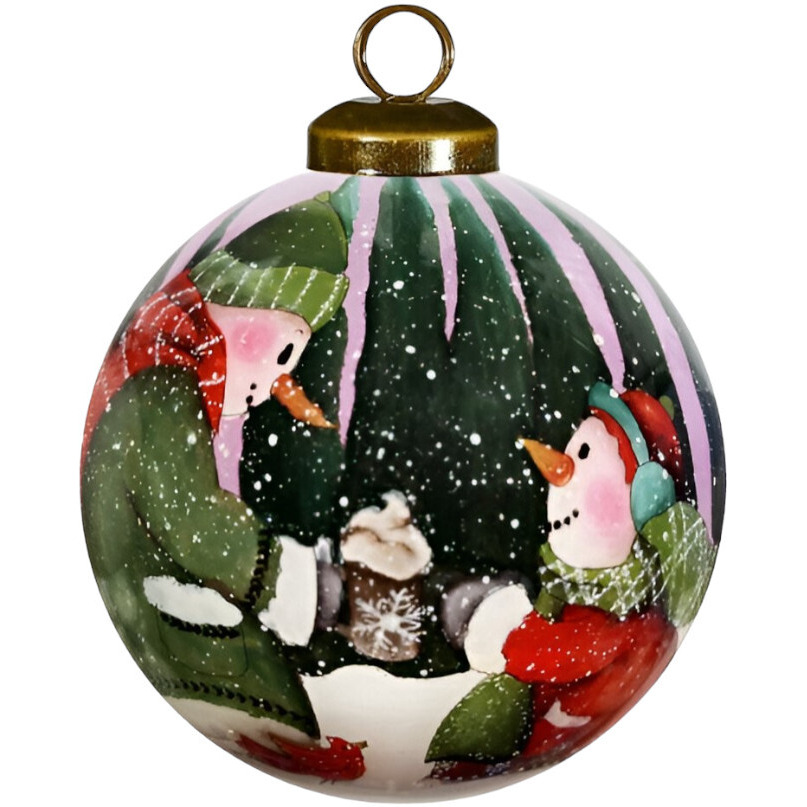 Snowman You Are a Blessing To Me Hand Painted Mouth Blown Glass Ornament
