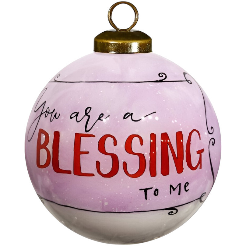Snowman You Are a Blessing To Me Hand Painted Mouth Blown Glass Ornament