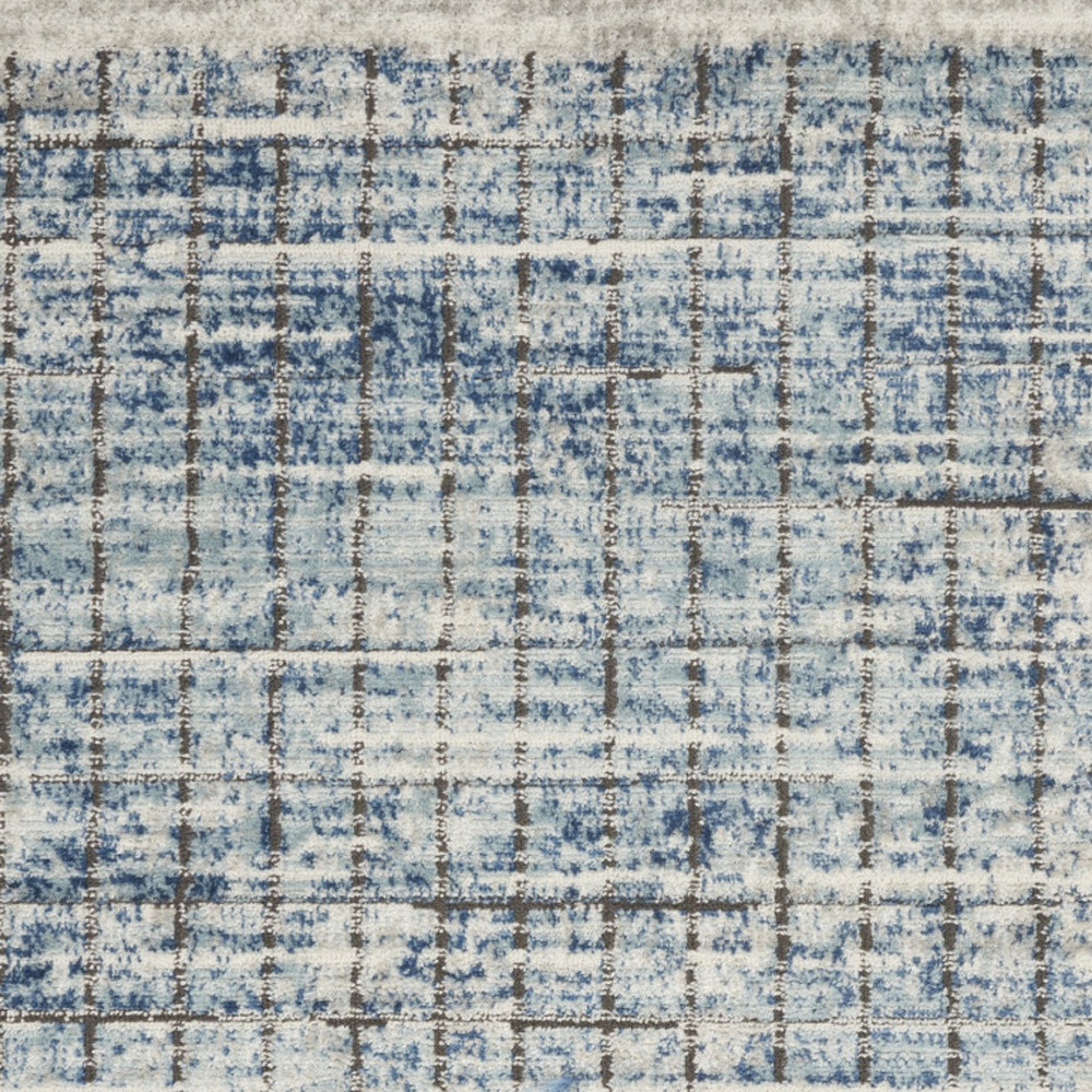 3' X 5' Blue Abstract Power Loom Distressed Non Skid Area Rug