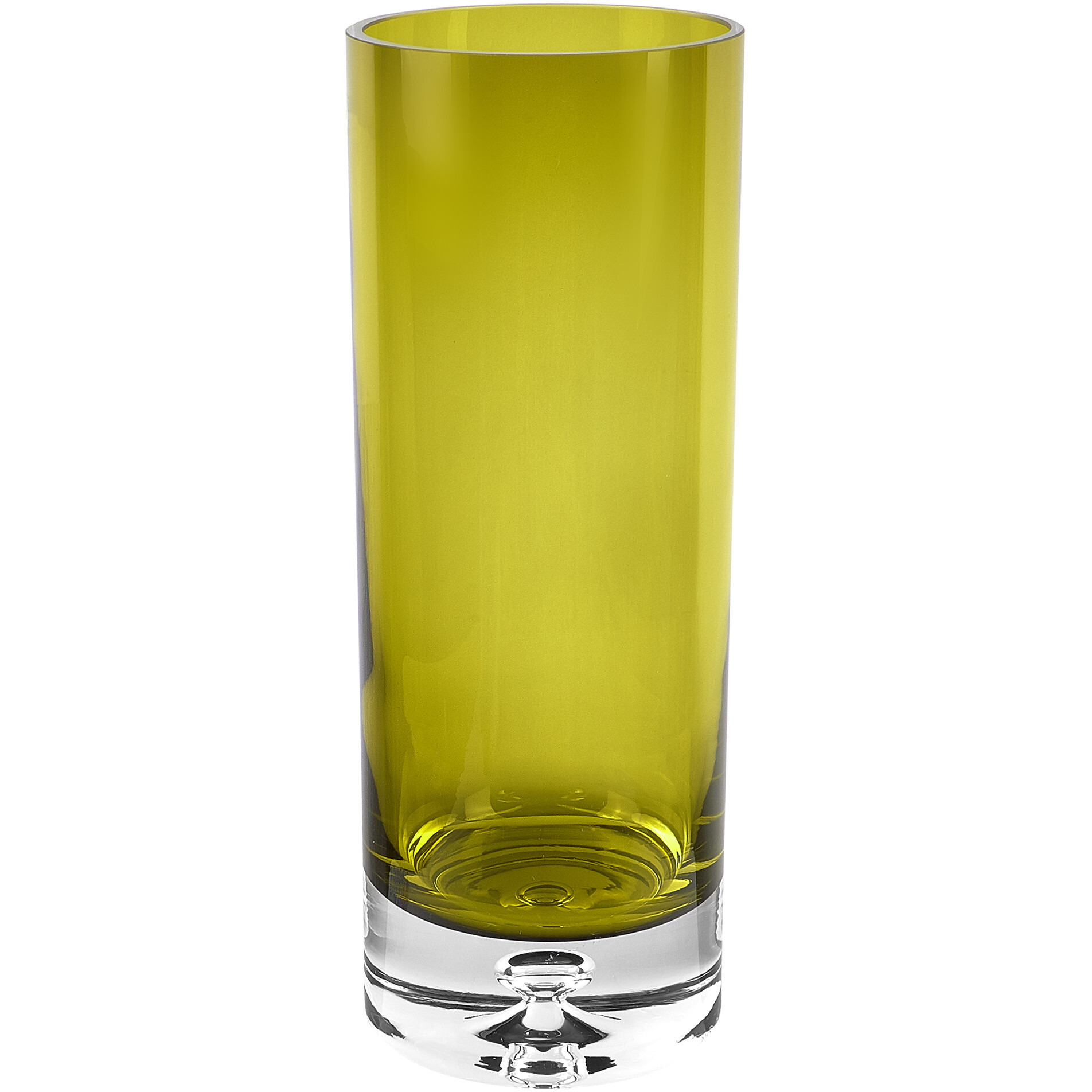 11" Green Crystal Glass Cylinder Table Vase