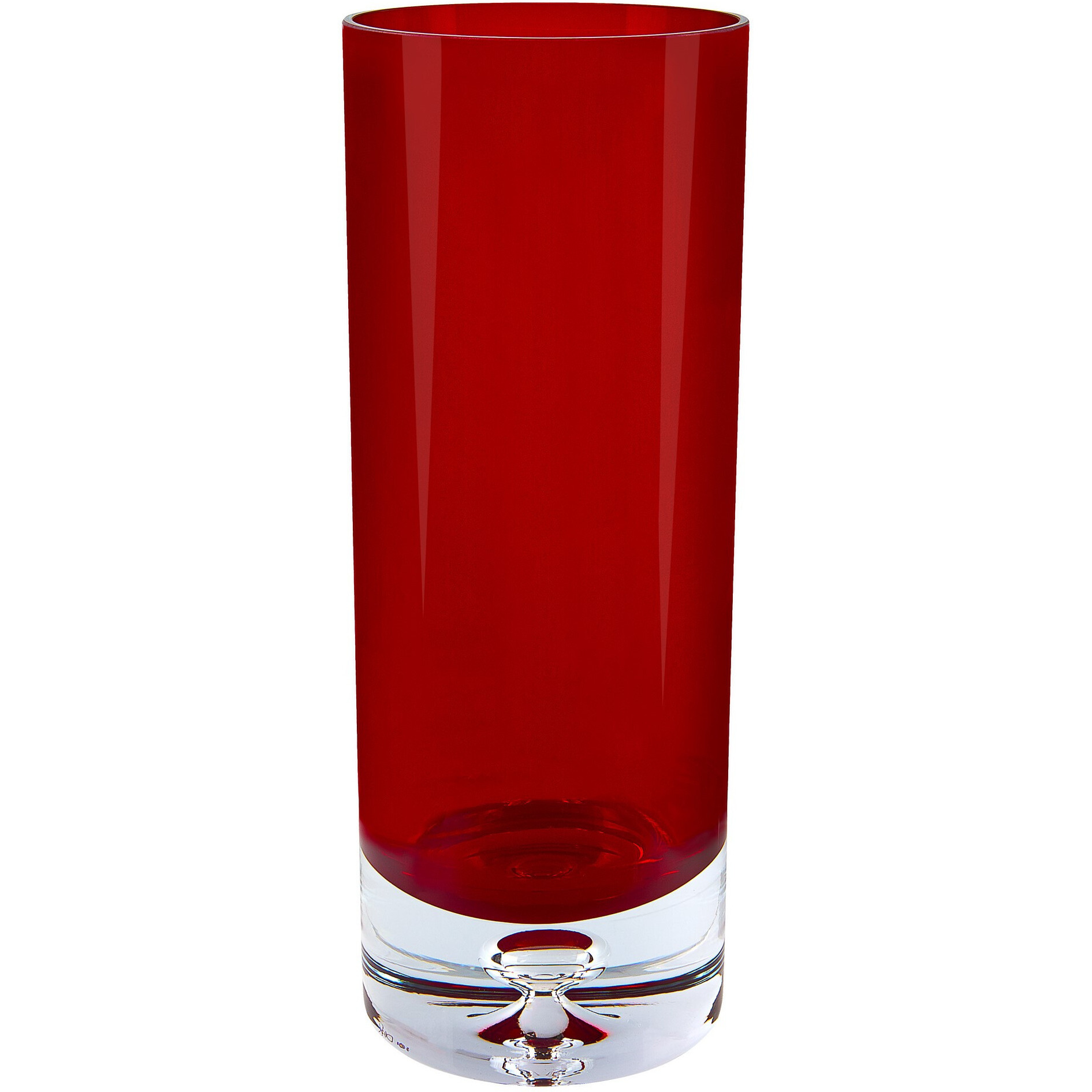11" Red Crystal Glass Cylinder Table Vase