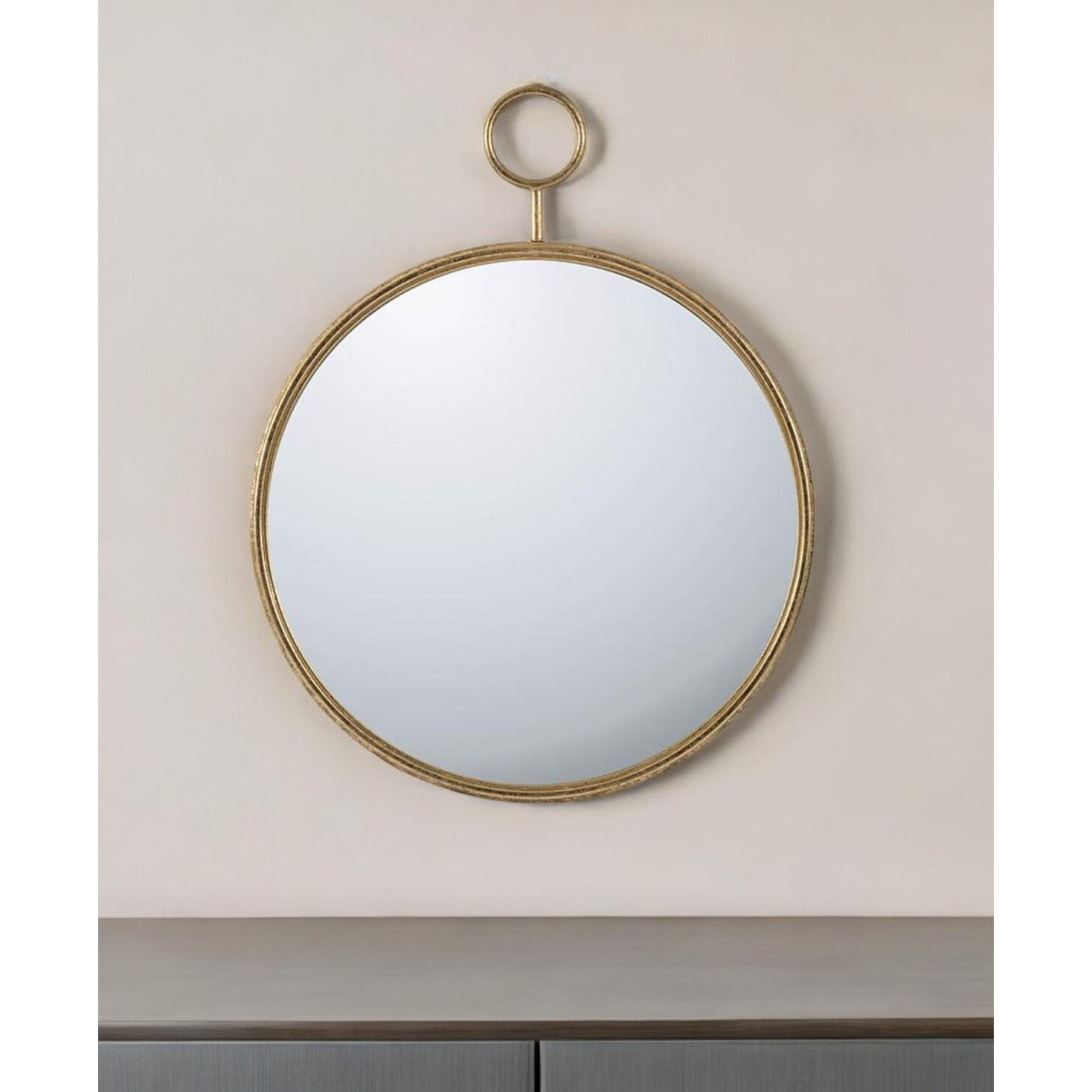 32" Gold Round Iron Framed Accent Mirror