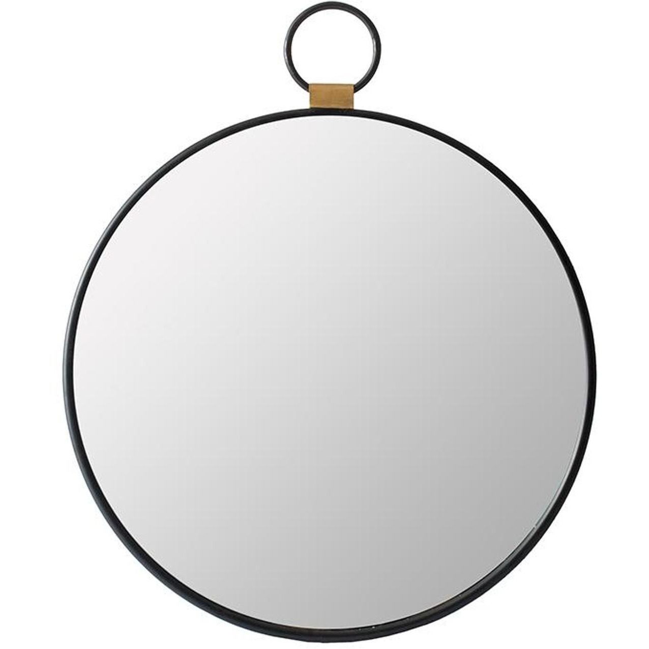 23" Black Round Metal Framed Accent Mirror