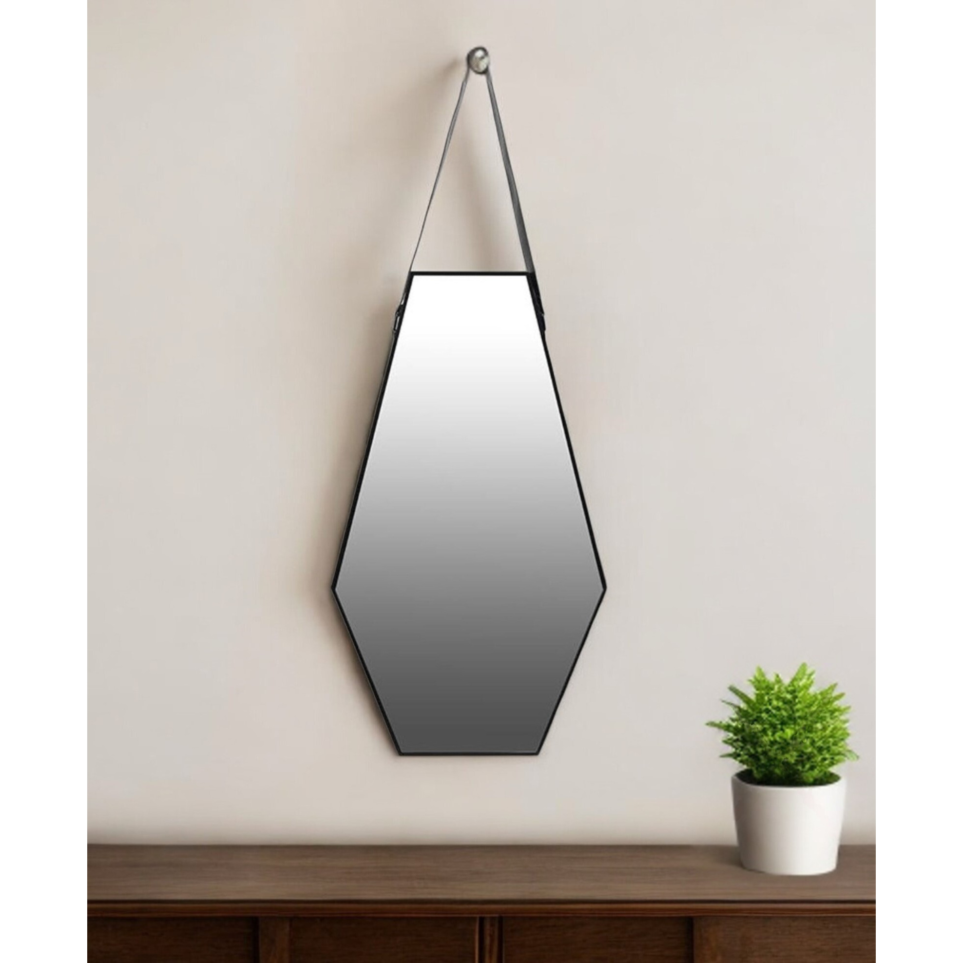 32" Black Hexagon Framed Accent Mirror