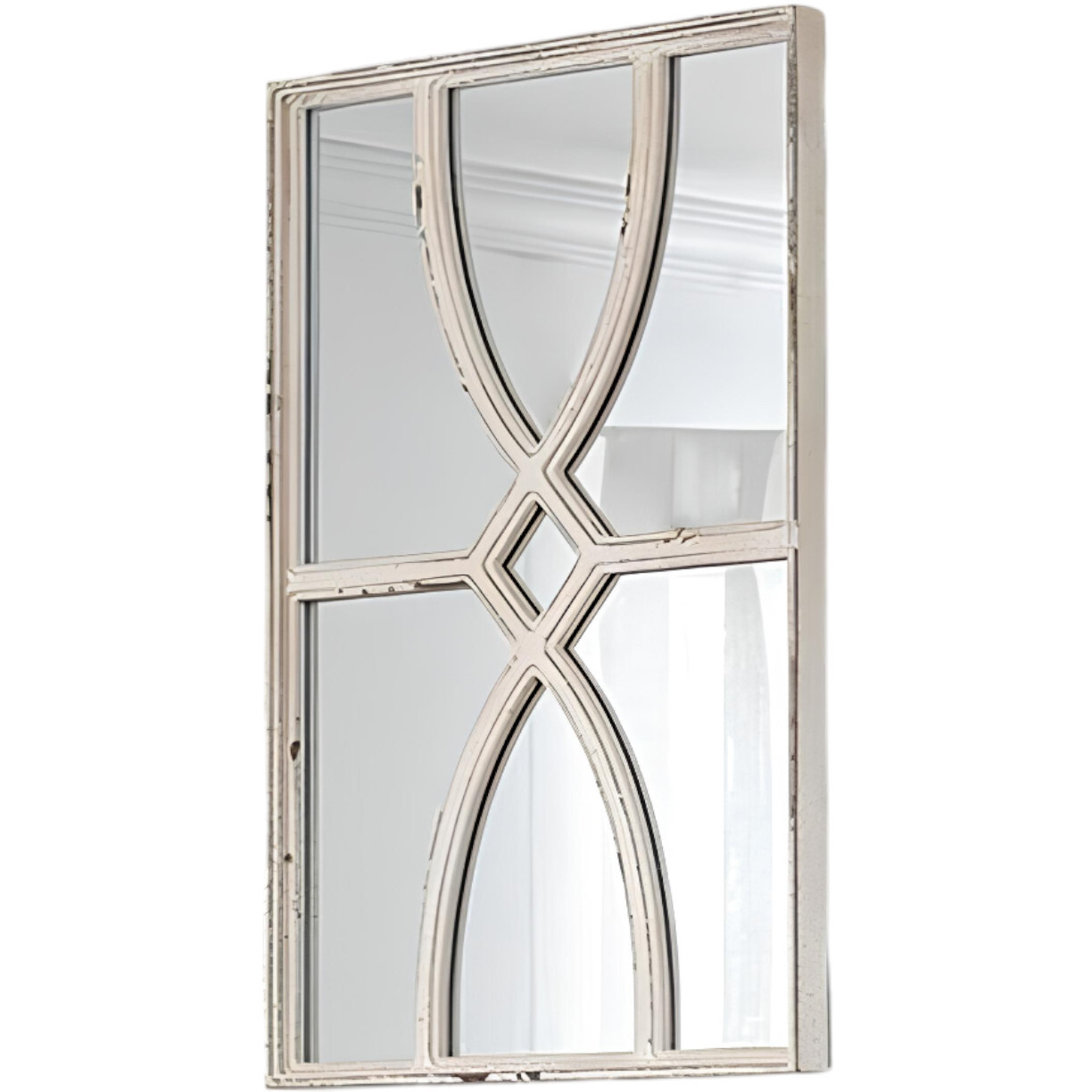 Set of Two White Solid and Engineered Wood Framed Accent Mirror