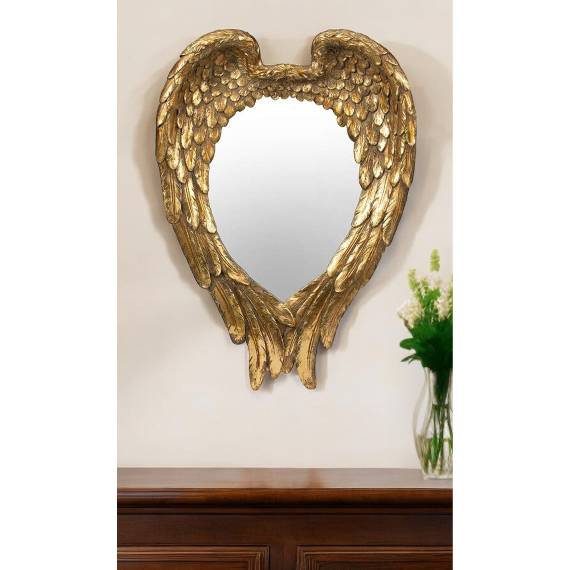 22" Gold Heart Resin Framed Accent Mirror