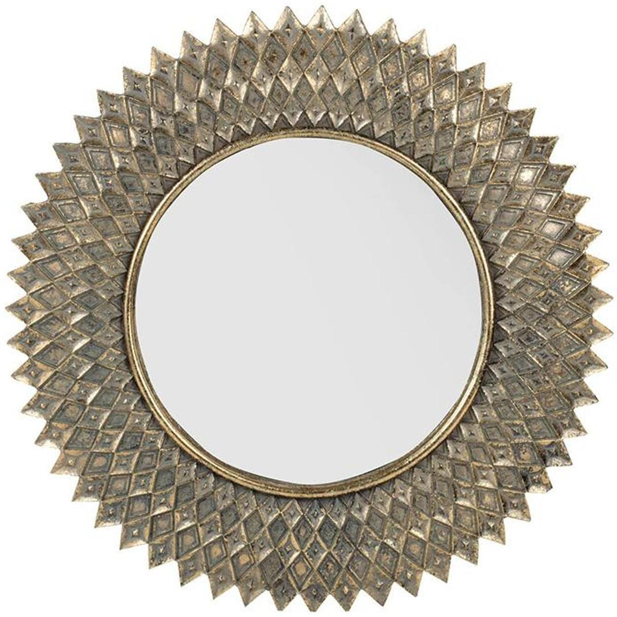 13" Antiqued Gold Sunburst Resin Framed Accent Mirror