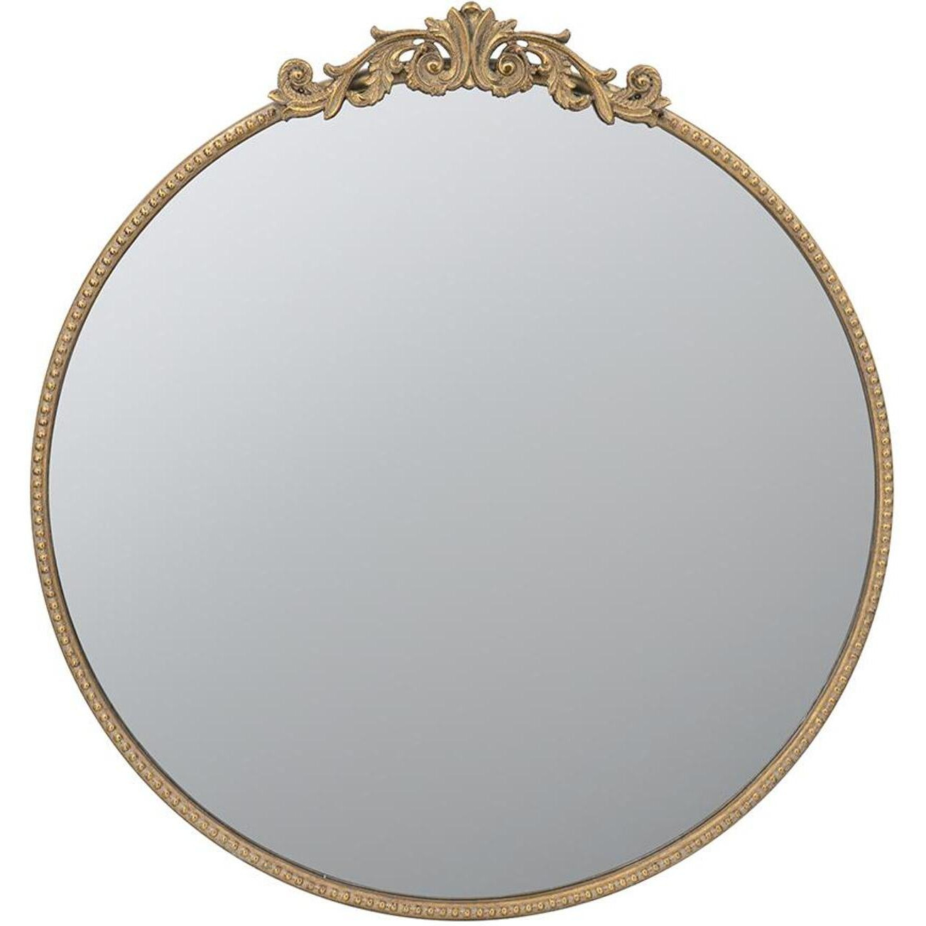 32" Gold Crowned Top Iron Framed Accent Mirror