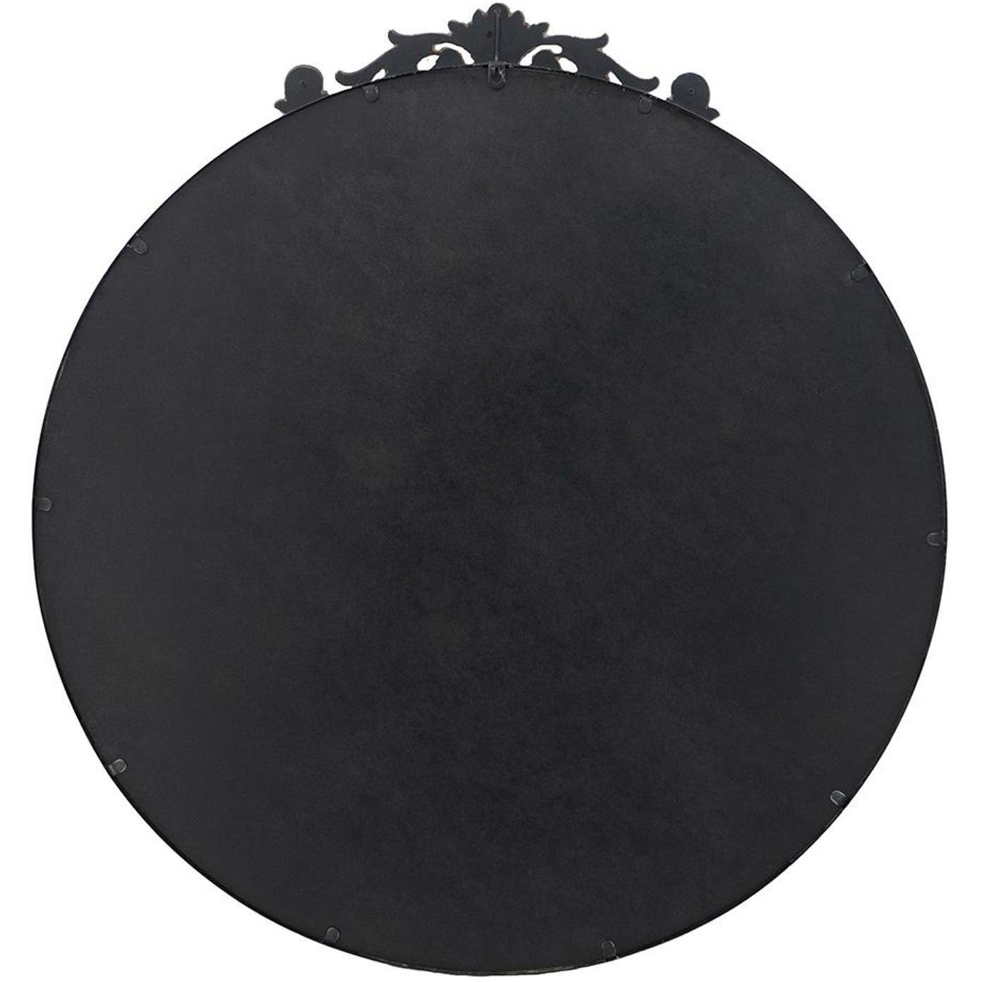 39" Black Crowned Top Iron Framed Accent Mirror