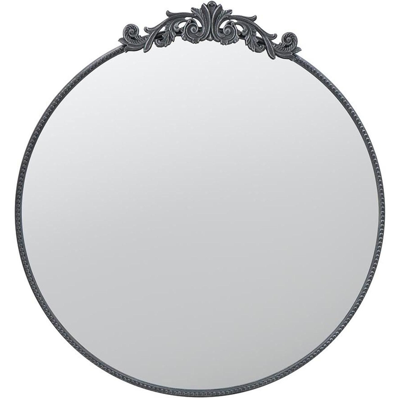 39" Black Crowned Top Iron Framed Accent Mirror