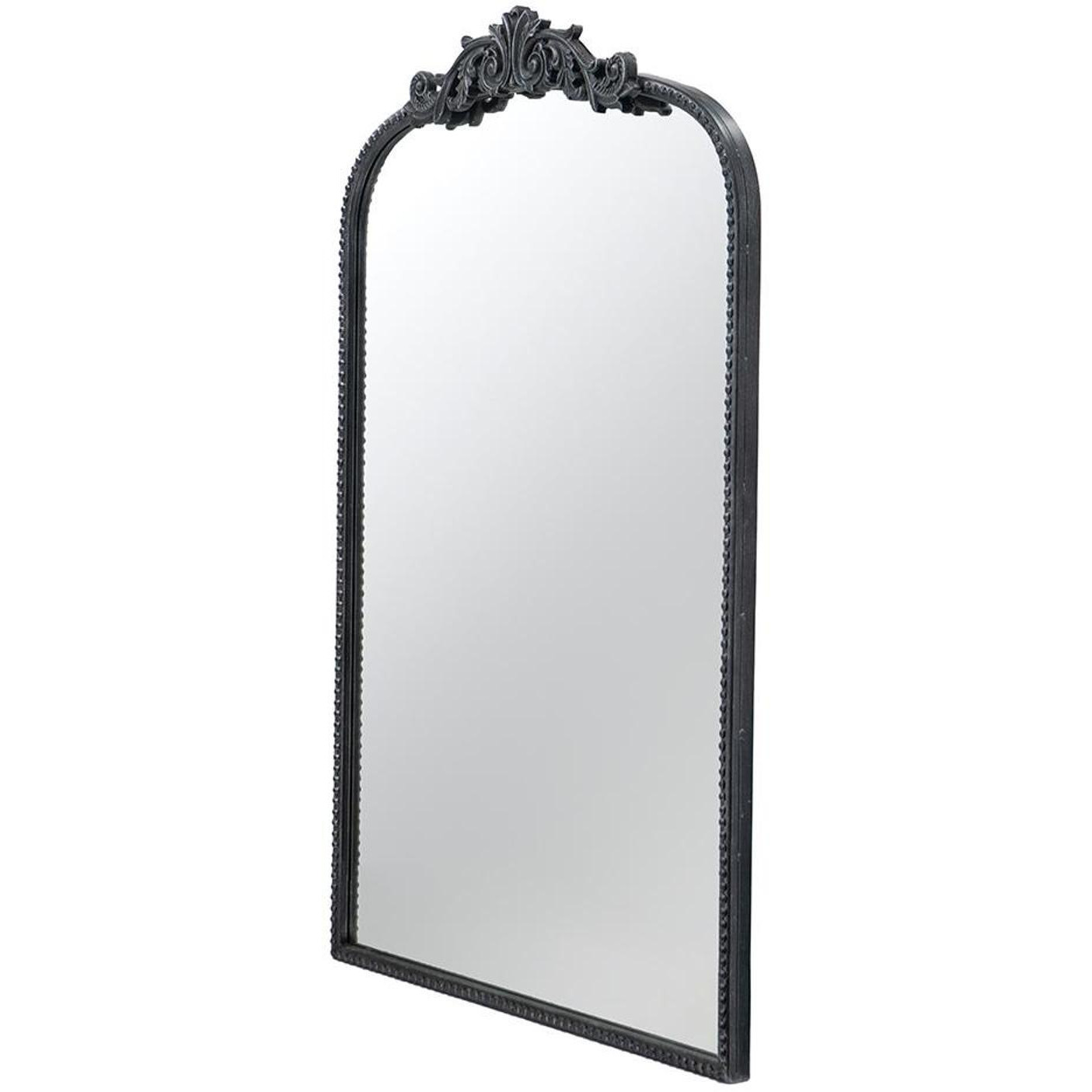 36" Black Arch Iron Framed Accent Mirror