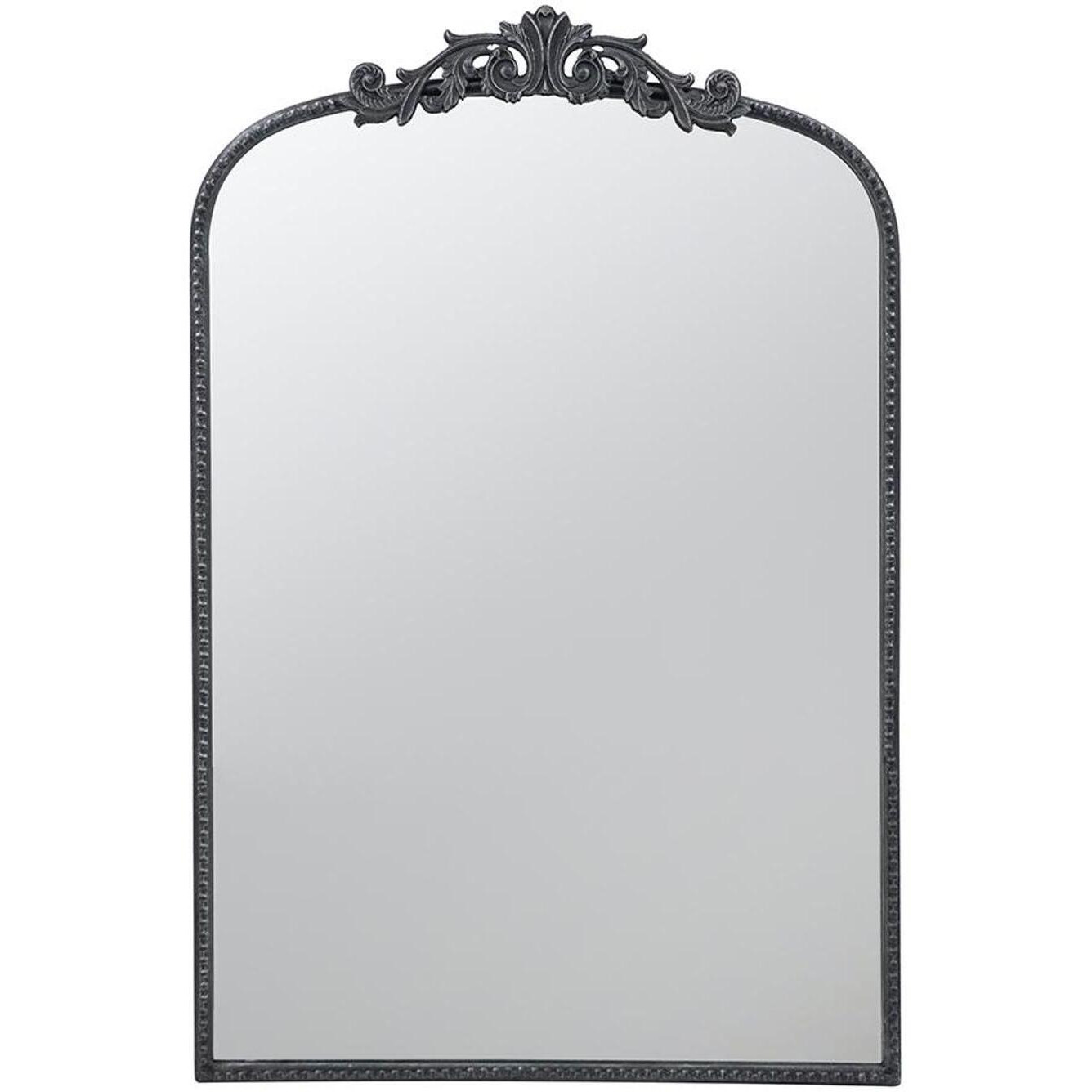 36" Black Arch Iron Framed Accent Mirror