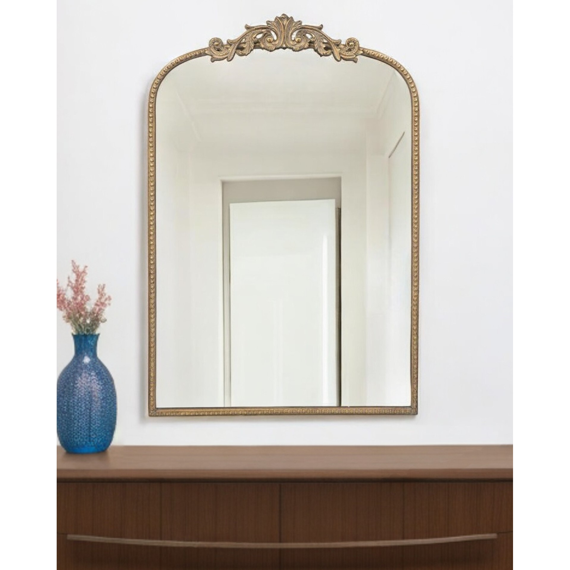 36" Gold Arch Iron Framed Accent Mirror