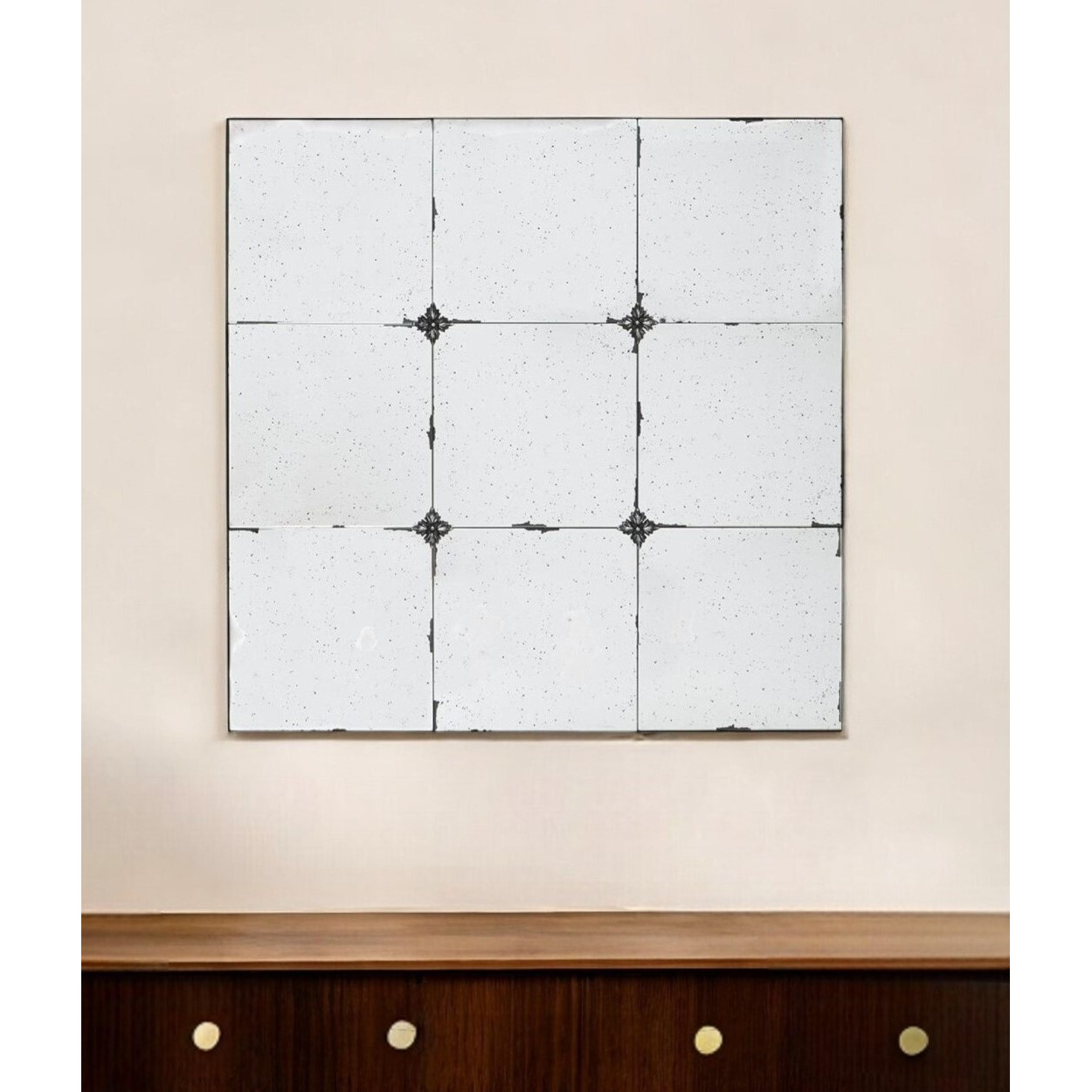 36" Black Square Iron Framed Accent Mirror