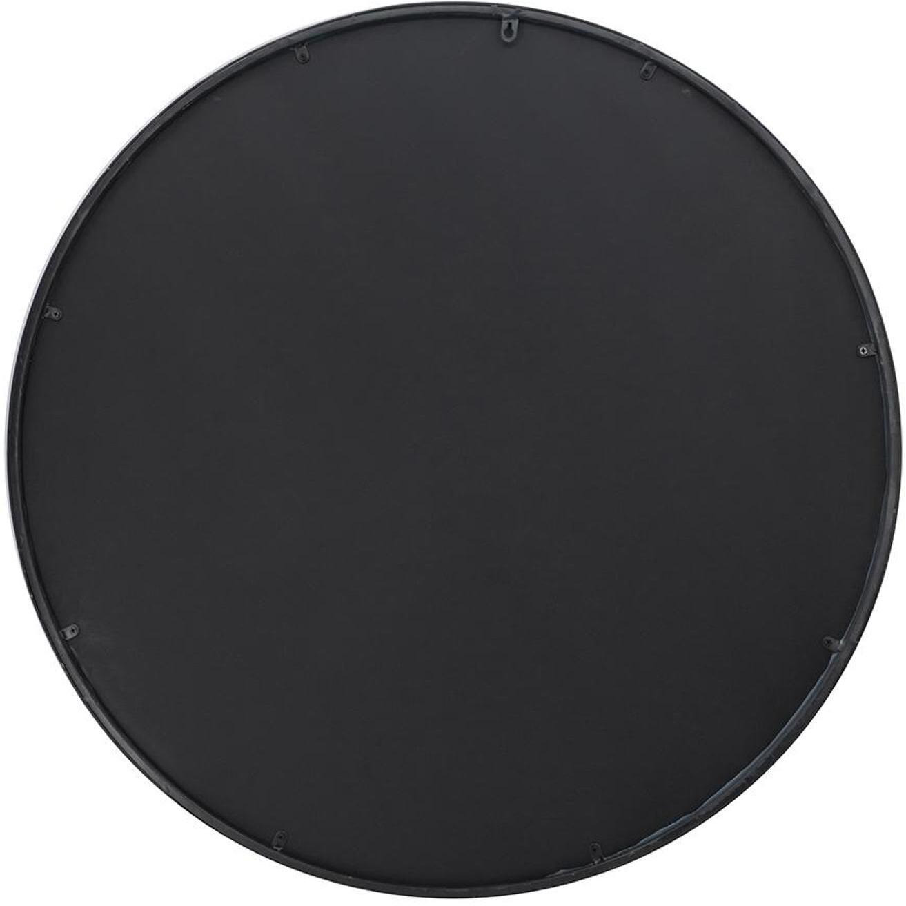 36" Black Round Iron Framed Accent Mirror