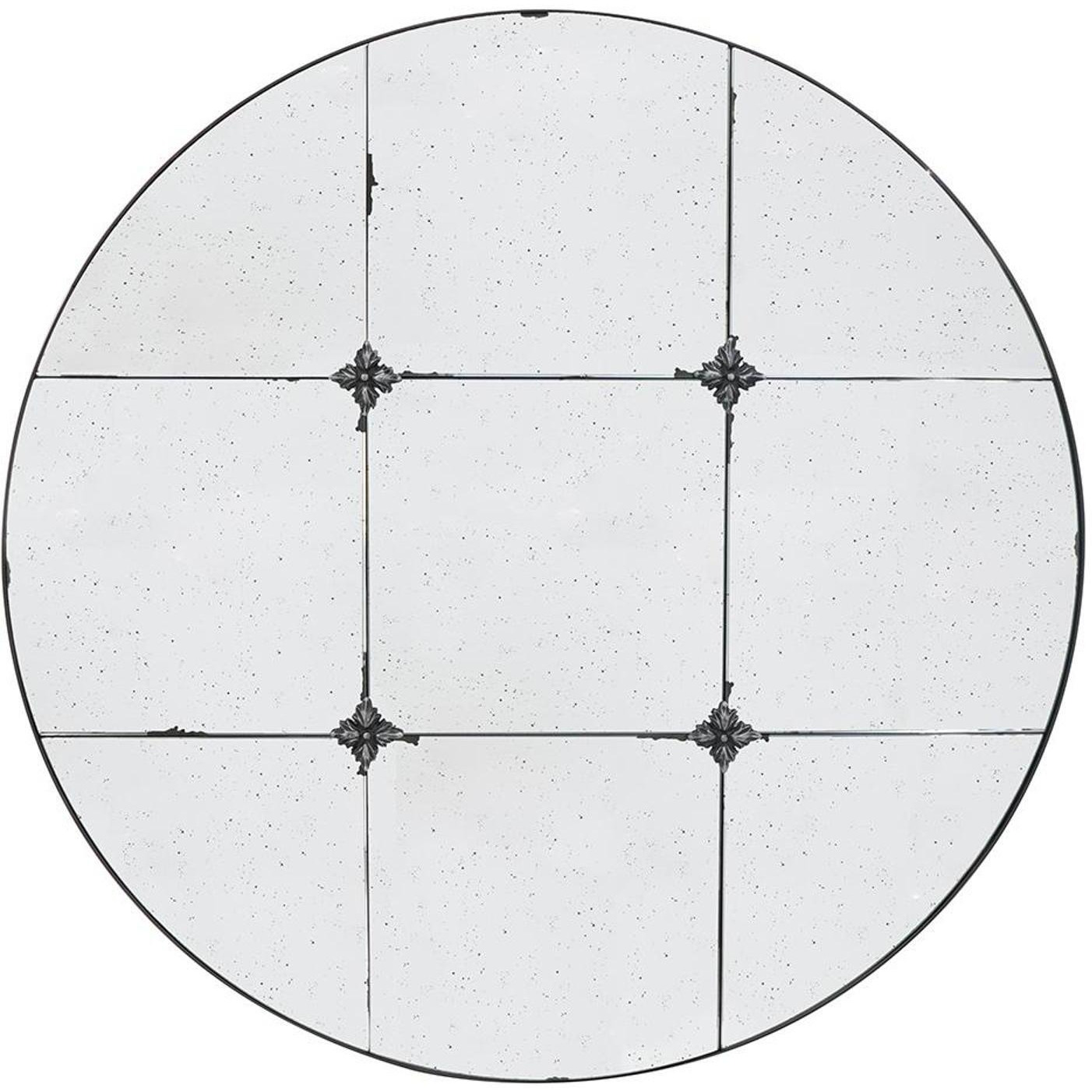 36" Black Round Iron Framed Accent Mirror