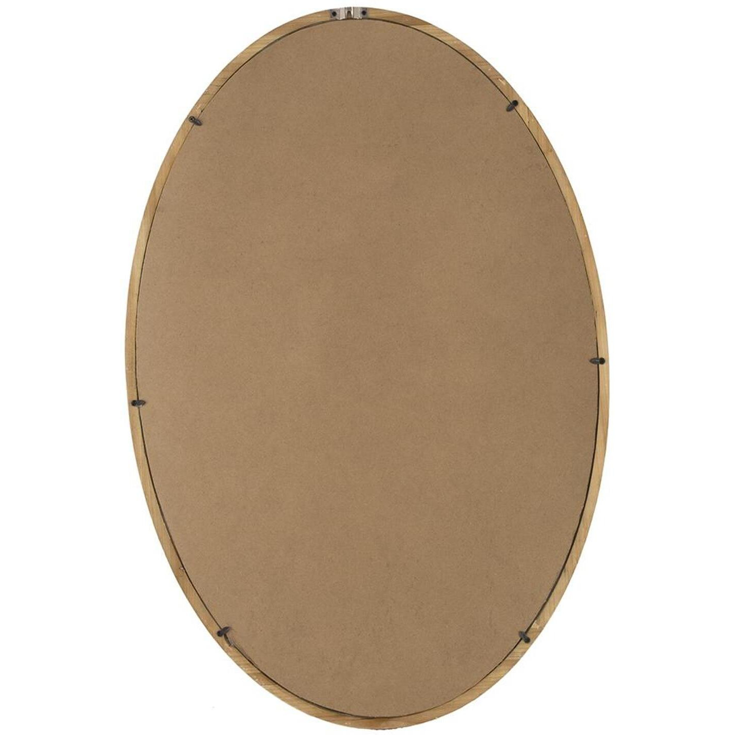 35" Brown Oval Solid Wood Framed Accent Mirror