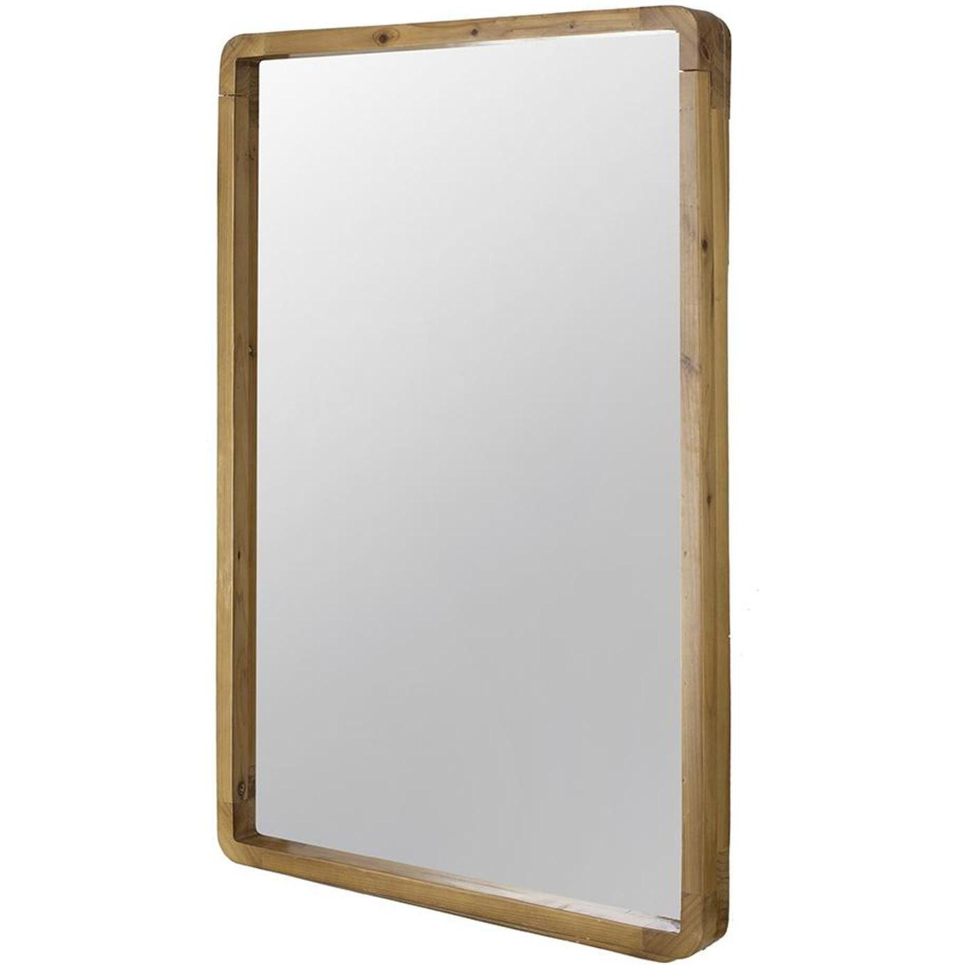 35" Brown Solid Wood Framed Accent Mirror