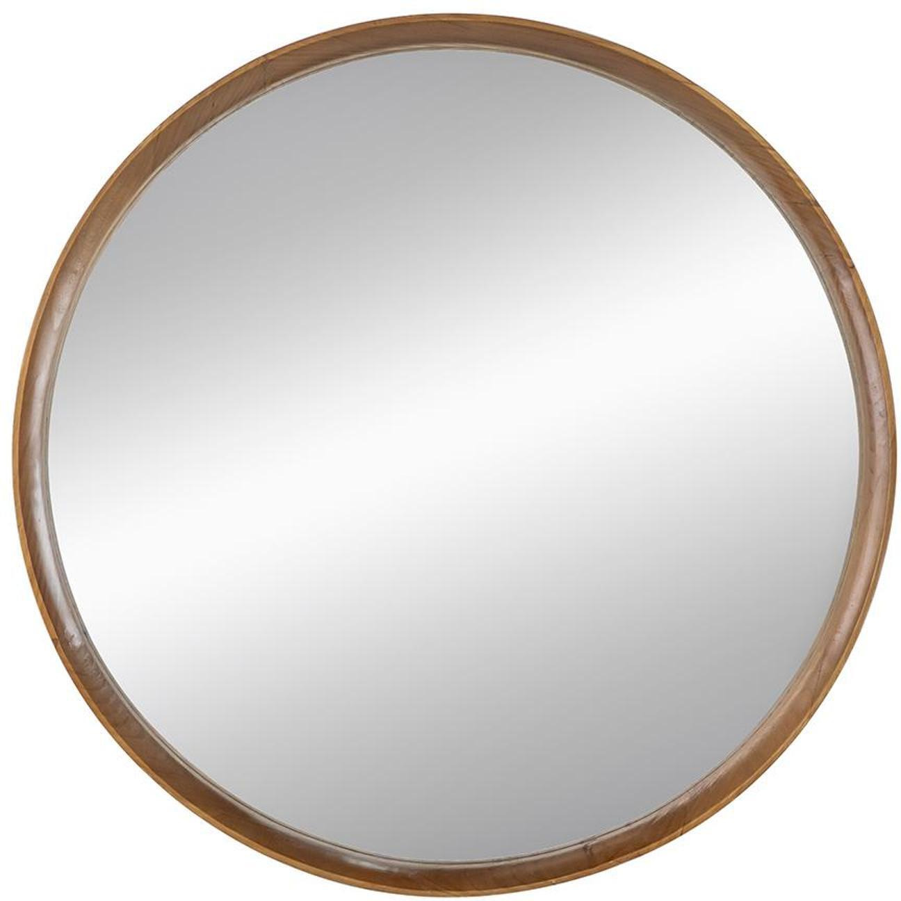 32" Brown Round Framed Accent Mirror