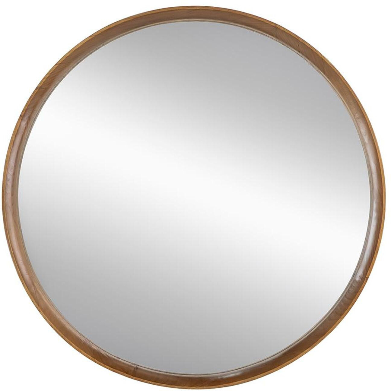 32" Brown Round Framed Accent Mirror