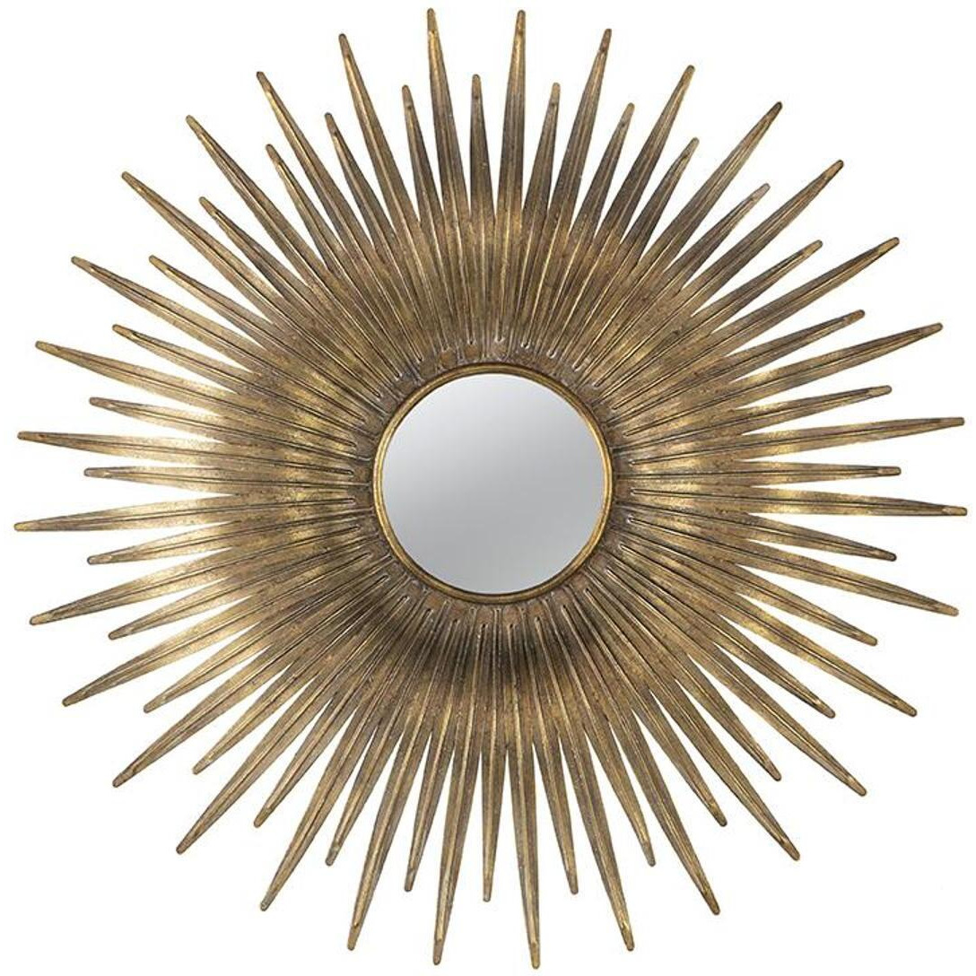 28" Gold Sunburst Iron Framed Accent Mirror