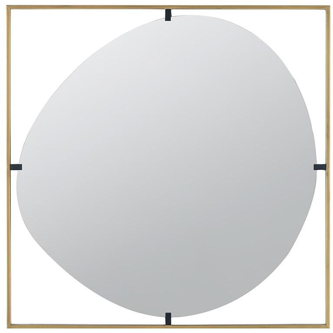 32" Gold Square Iron Framed Accent Mirror