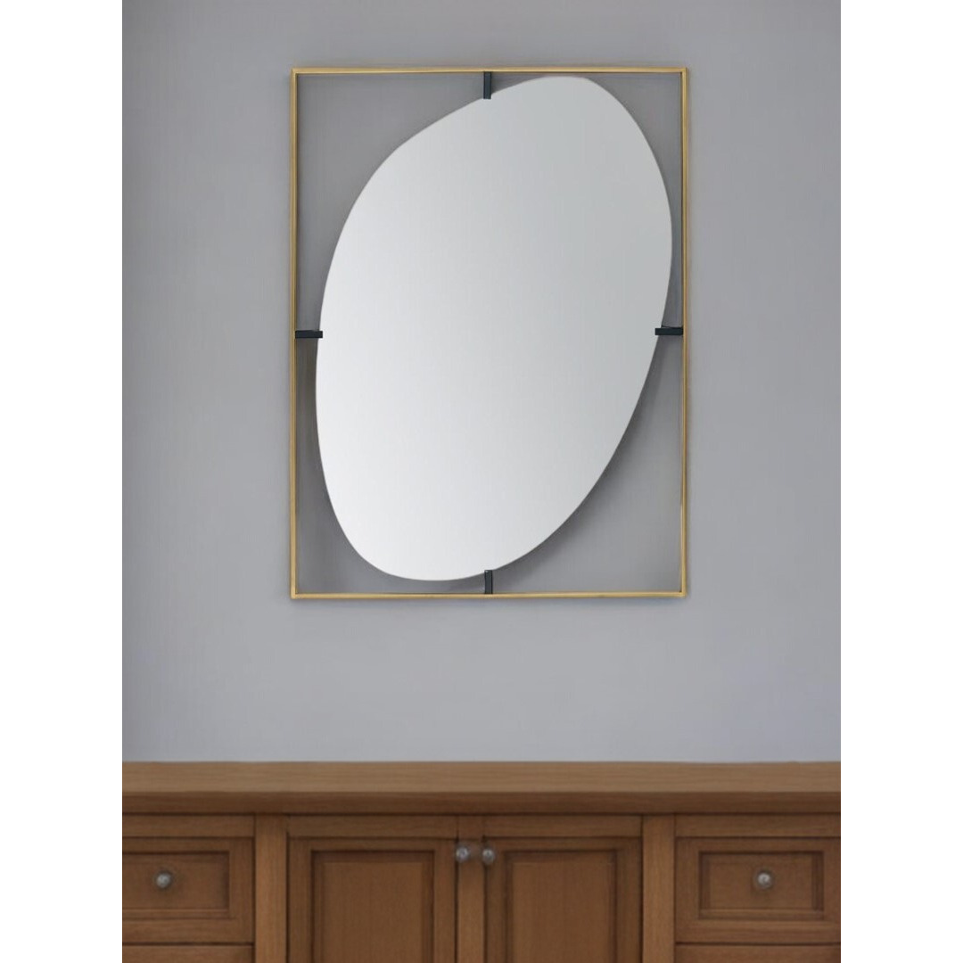 40" Gold Iron Framed Accent Mirror
