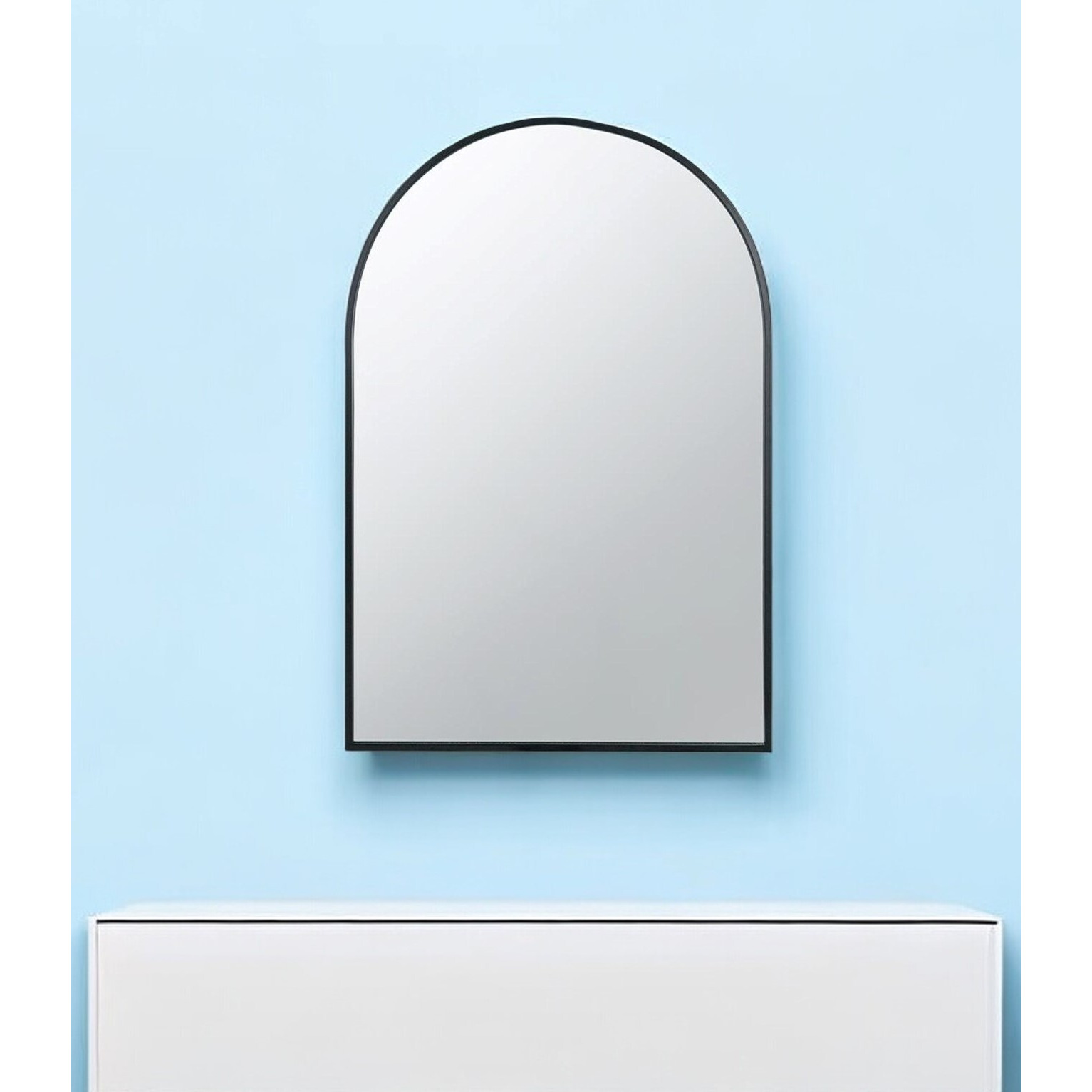 36" Black Metal Arch Accent Mirror