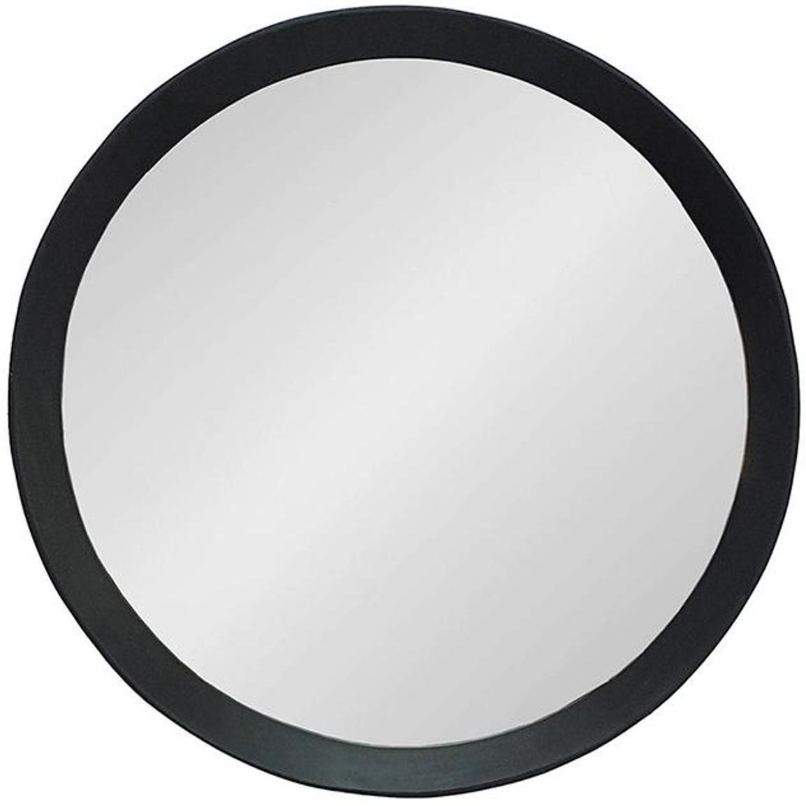 20" Black Round Wood Framed Accent Mirror