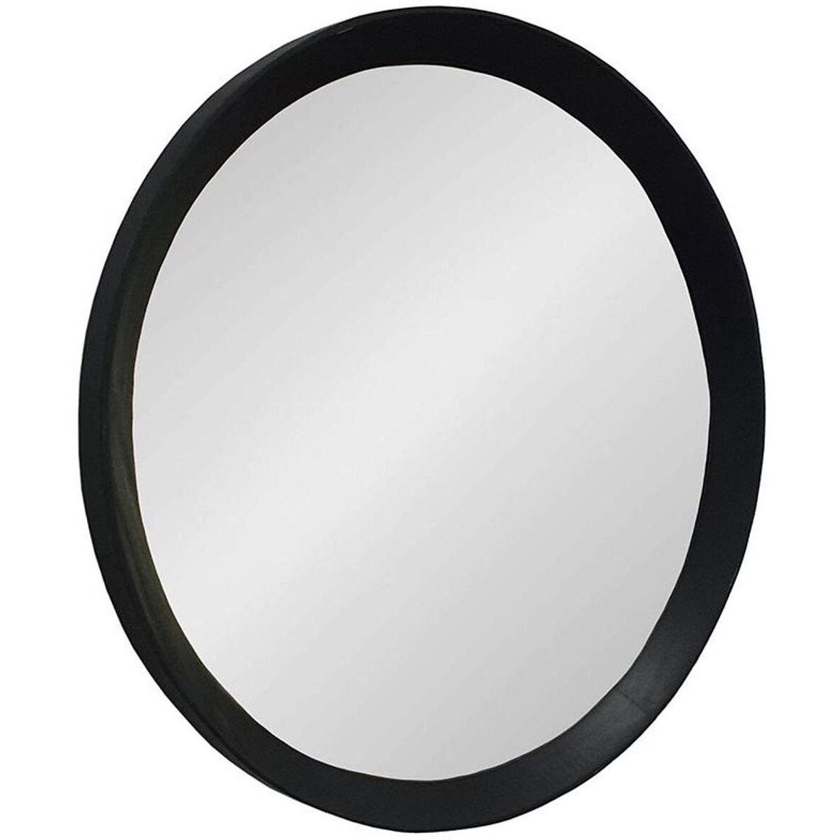 20" Black Round Wood Framed Accent Mirror