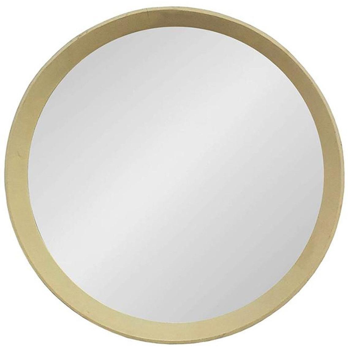 20" Cream Round Wood Framed Accent Mirror