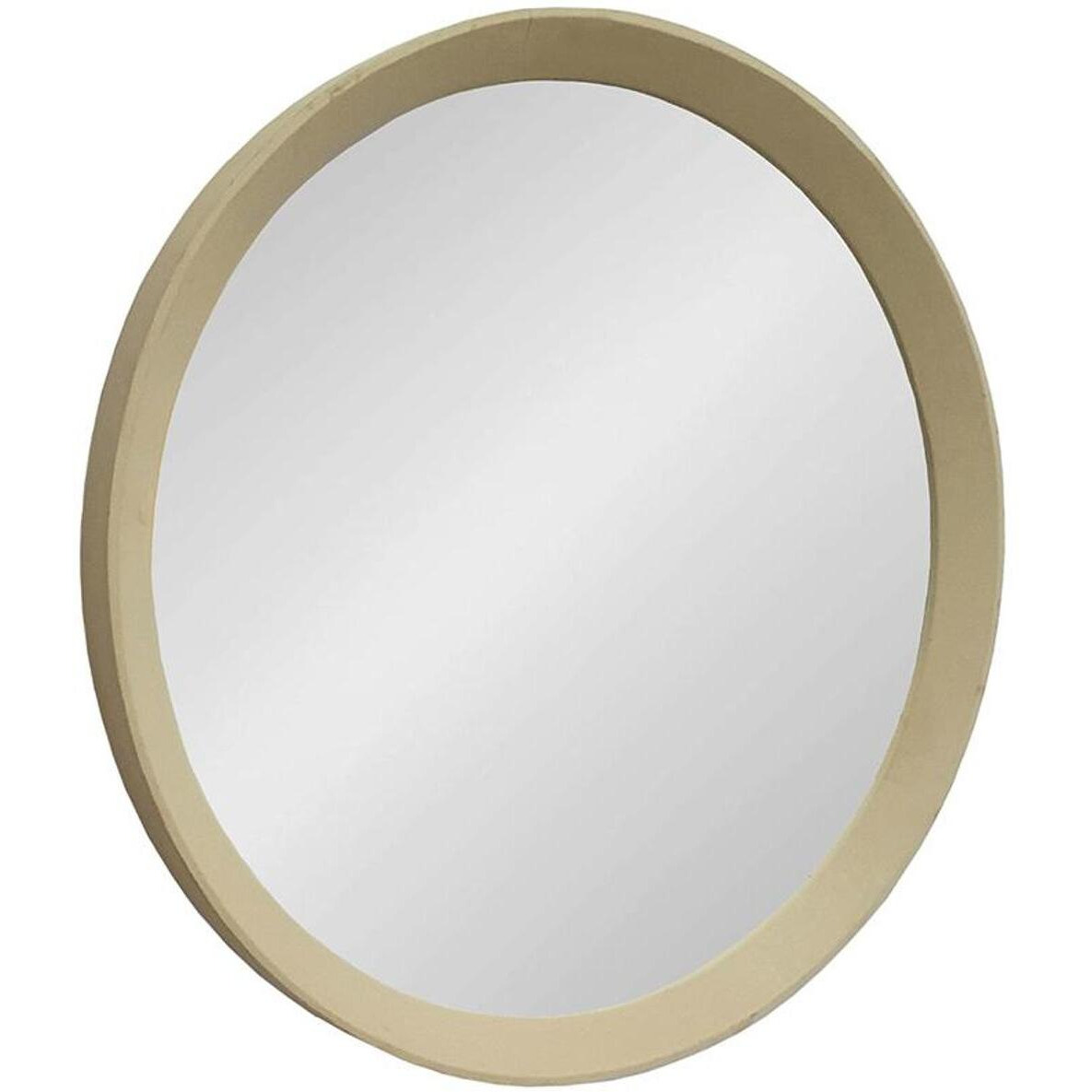 20" Cream Round Wood Framed Accent Mirror
