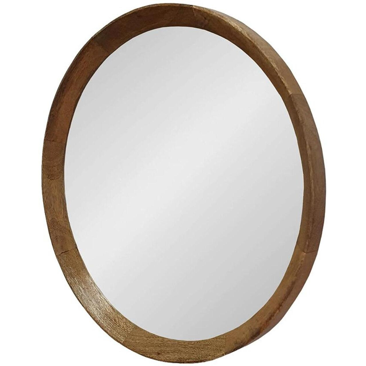 20" Natural Round Wood Framed Accent Mirror