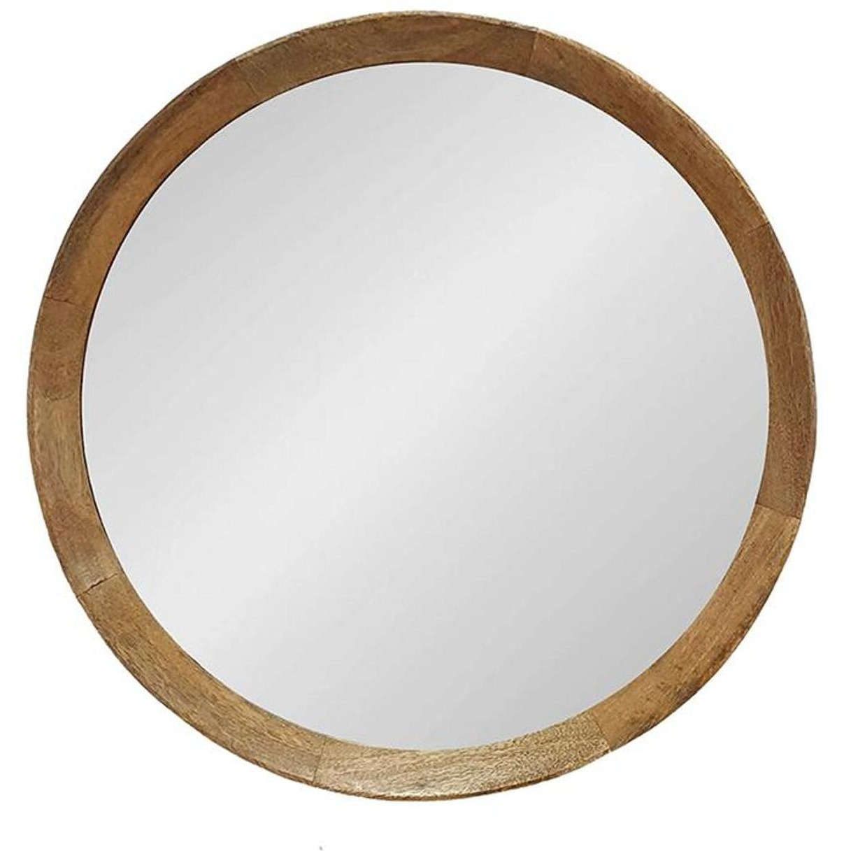 20" Natural Round Wood Framed Accent Mirror