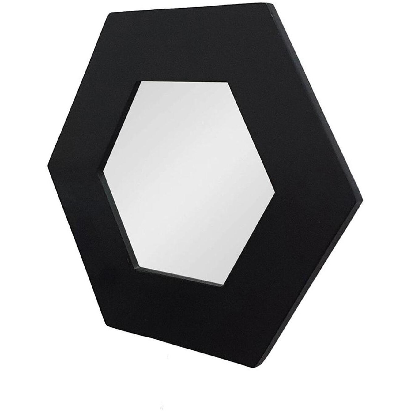 19" Black Hexagon Wood Framed Accent Mirror