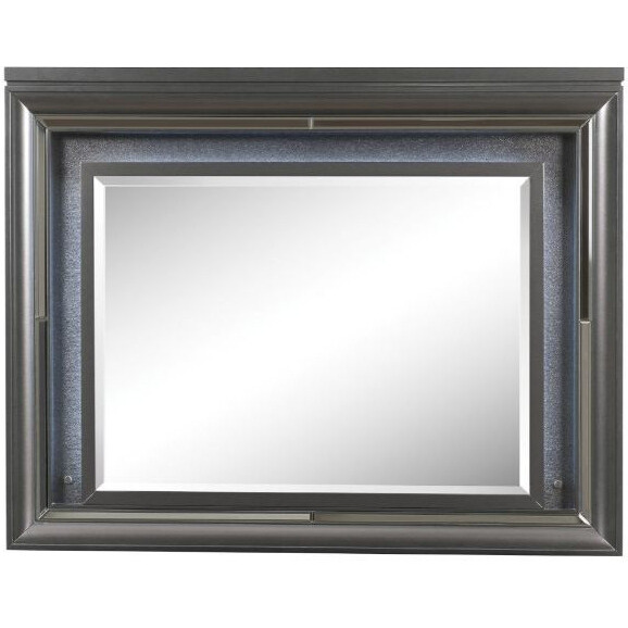 39" Metallic Gray Lighted Arch Dresser Mirror