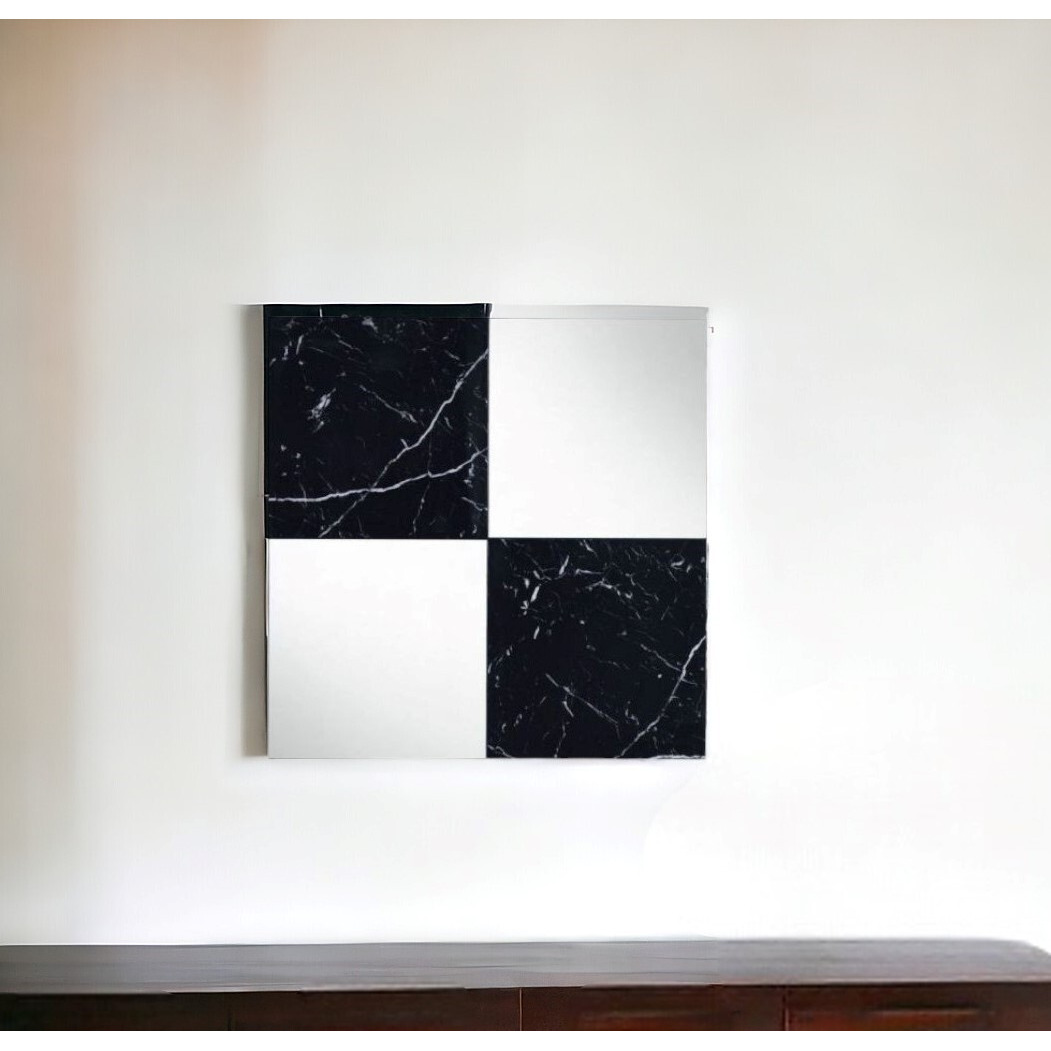32" Mirrored & Faux Marble Top Accent Mirror