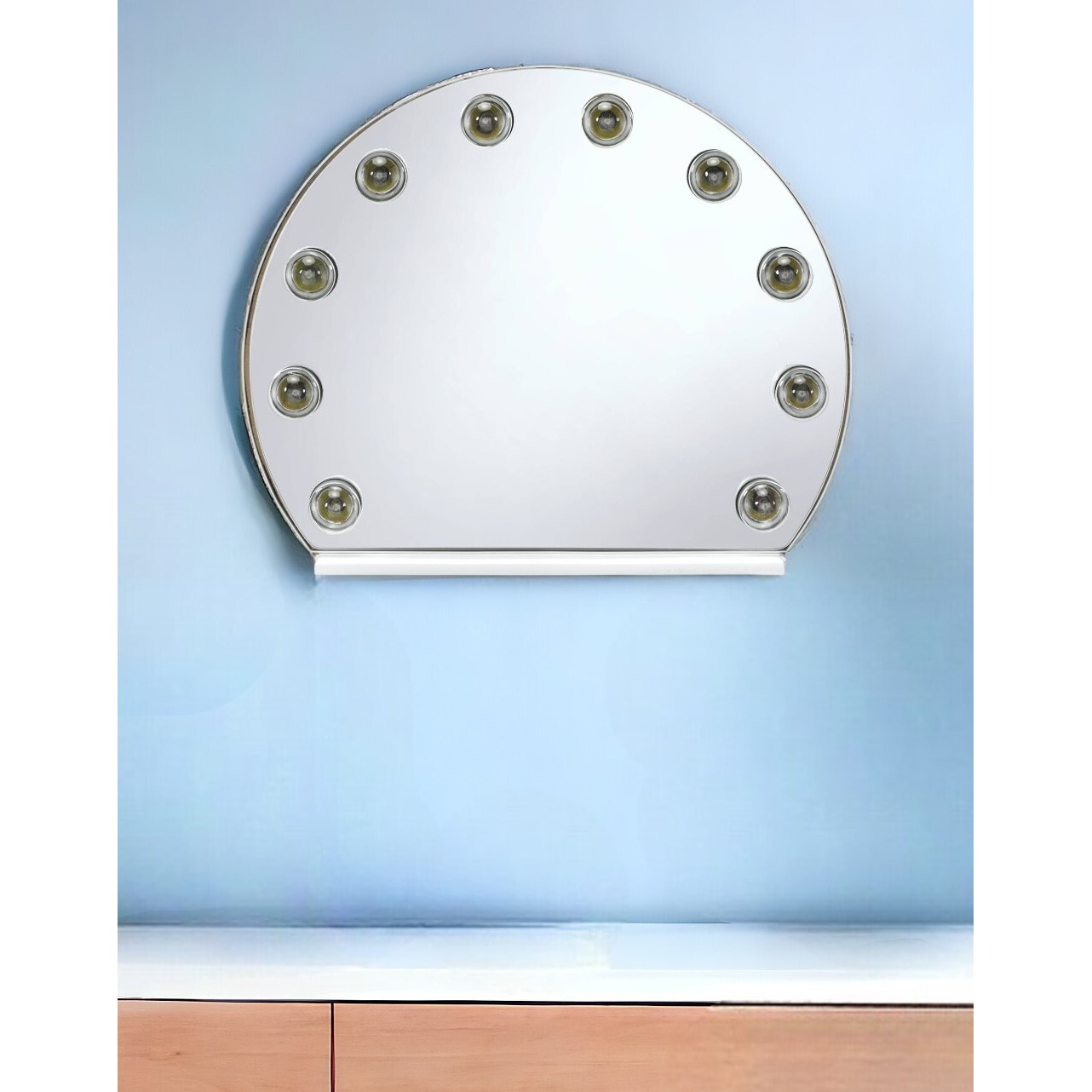 15" White Finish Round Accent Mirror