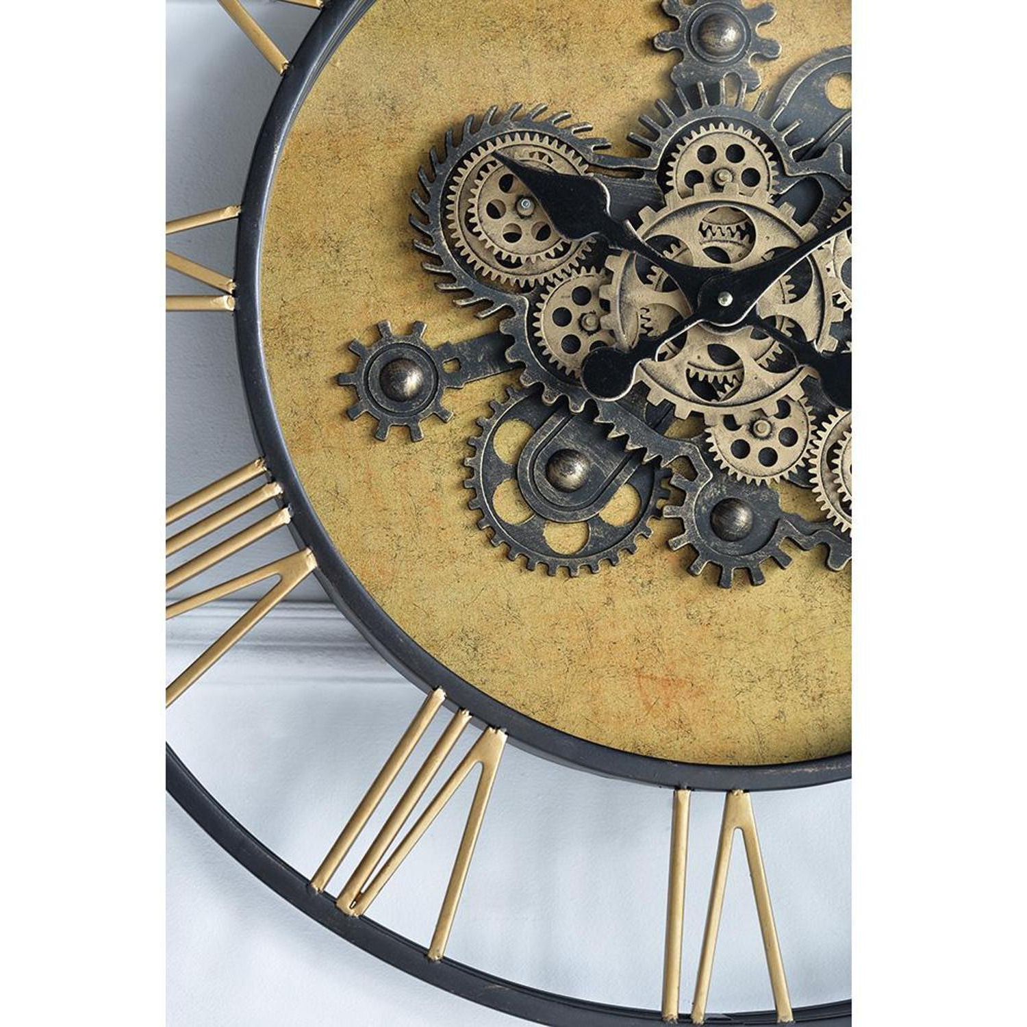 28" Circle Copper Metal and Glass Analog Exposed Gear Wall Clock