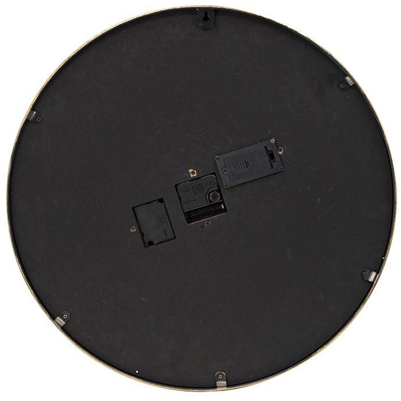 21" Circle Black and Gold Wood and Glass Analog Exposed Gear Wall Clock