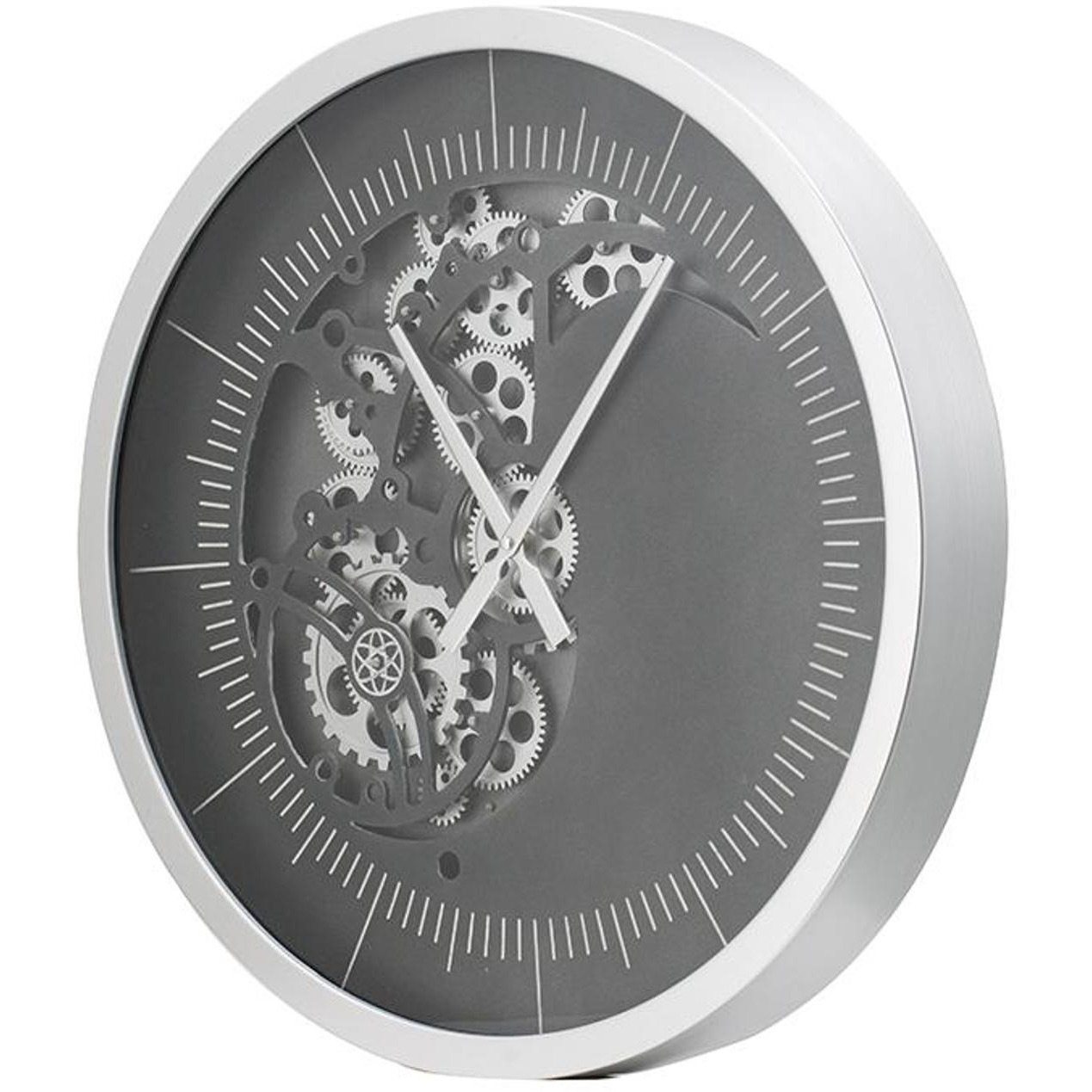 23" Circle Black and Silver Wood and Glass Analog Wall Clock