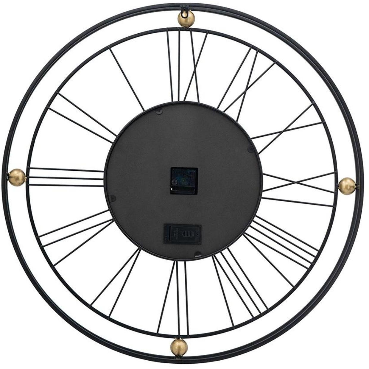 32" Circle Black and Gold Metal and Glass Analog Exposed Gear Wall Clock