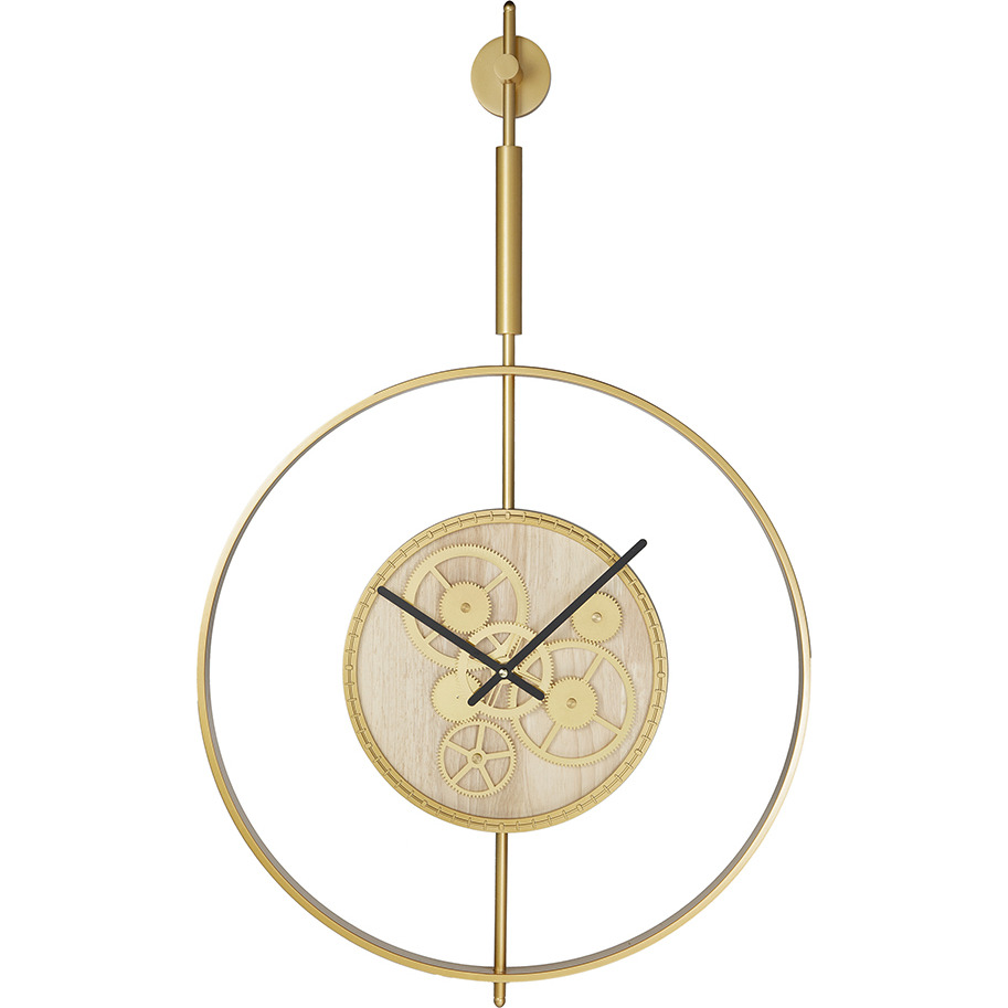 20" Novelty Gold Metal and Glass Analog Exposed Gear Wall Clock