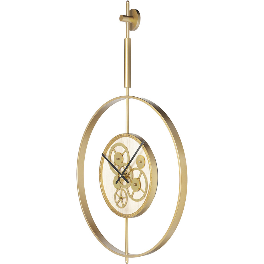 20" Novelty Gold Metal and Glass Analog Exposed Gear Wall Clock