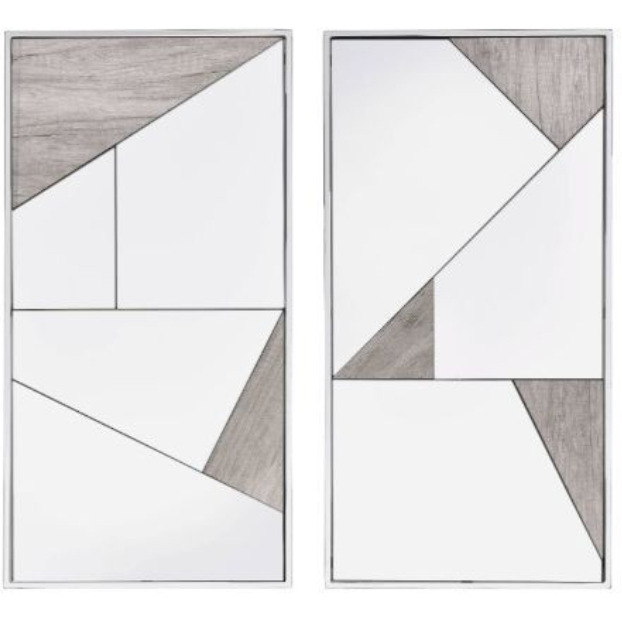 Set of Two Chrome and Natural Framed Accent Mirror