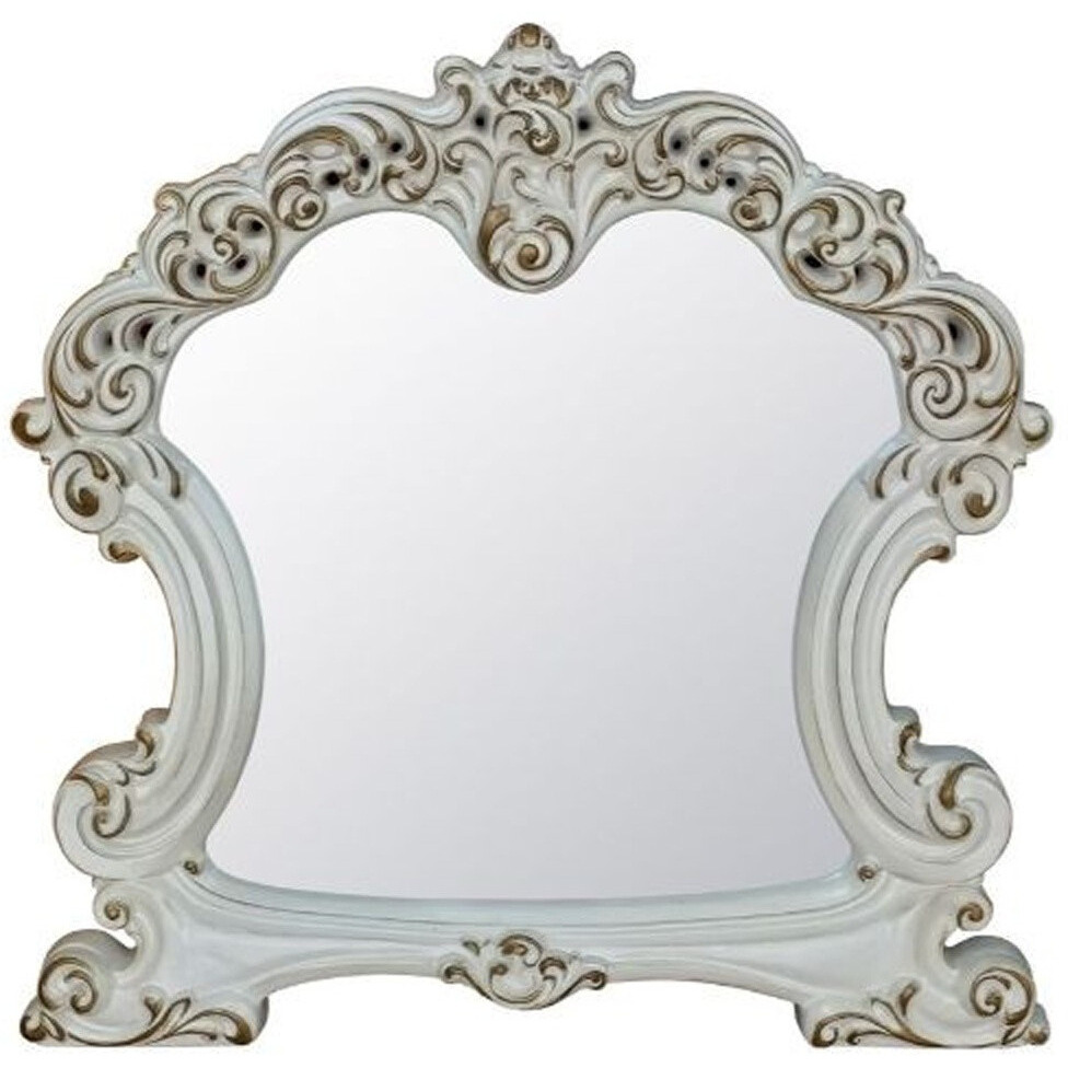 45" Antique Pearl Finish Irregular Dresser Mirror