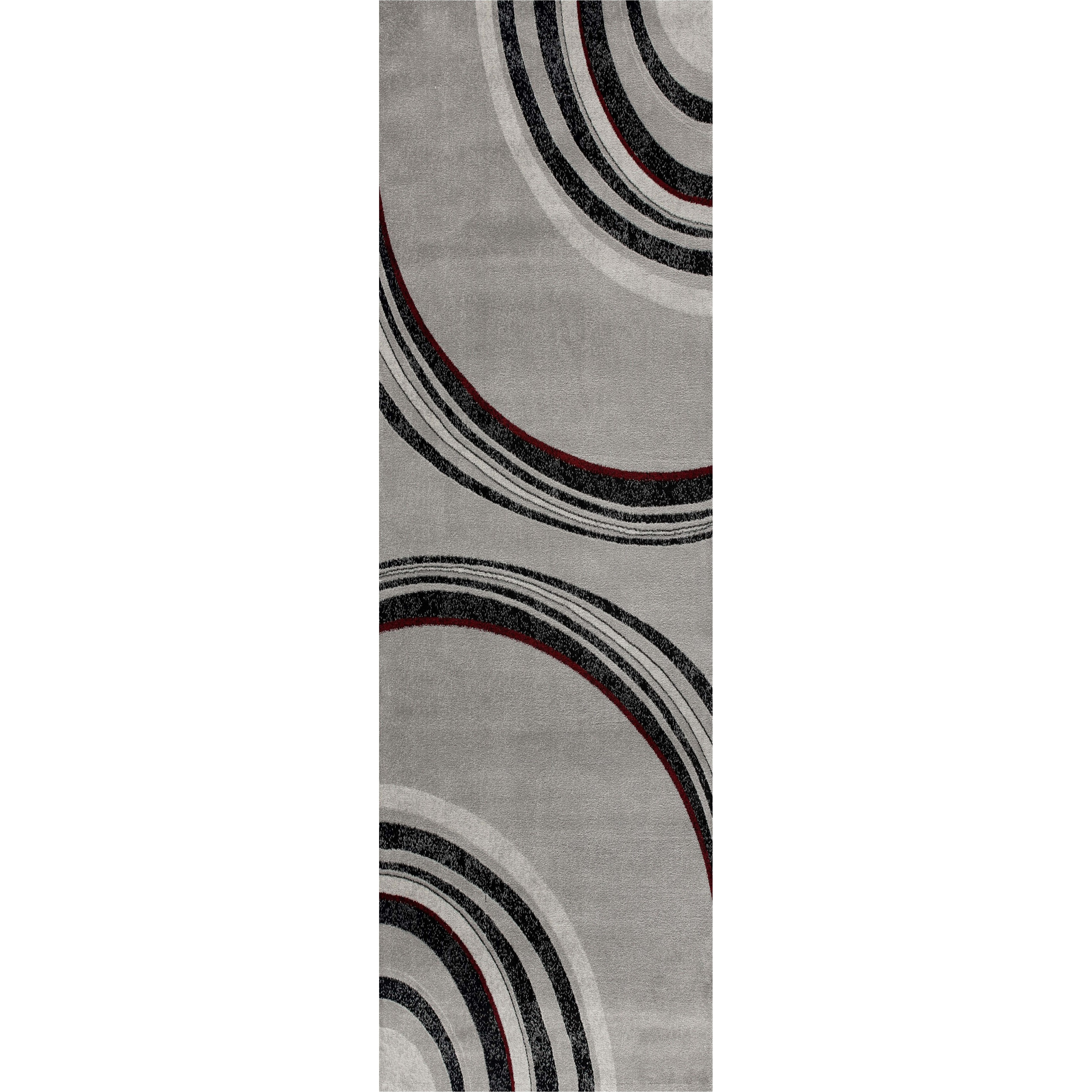 13' Gray and Black Abstract Power Loom Distressed Runner Rug