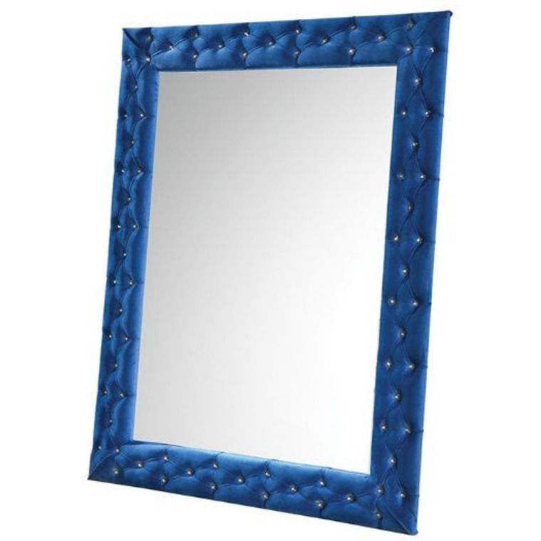74" Blue Velvet Accent Mirror