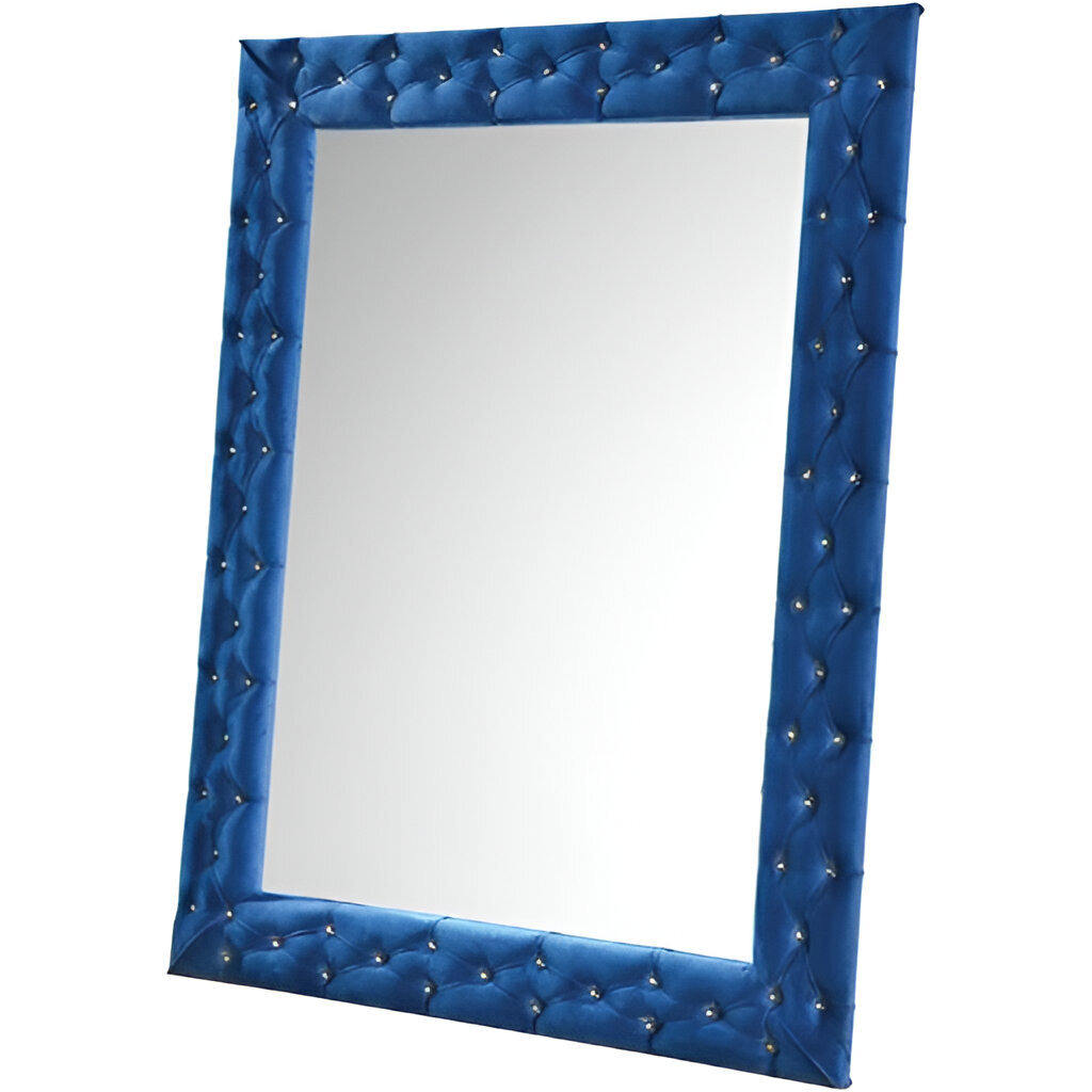 74" Blue Velvet Accent Mirror