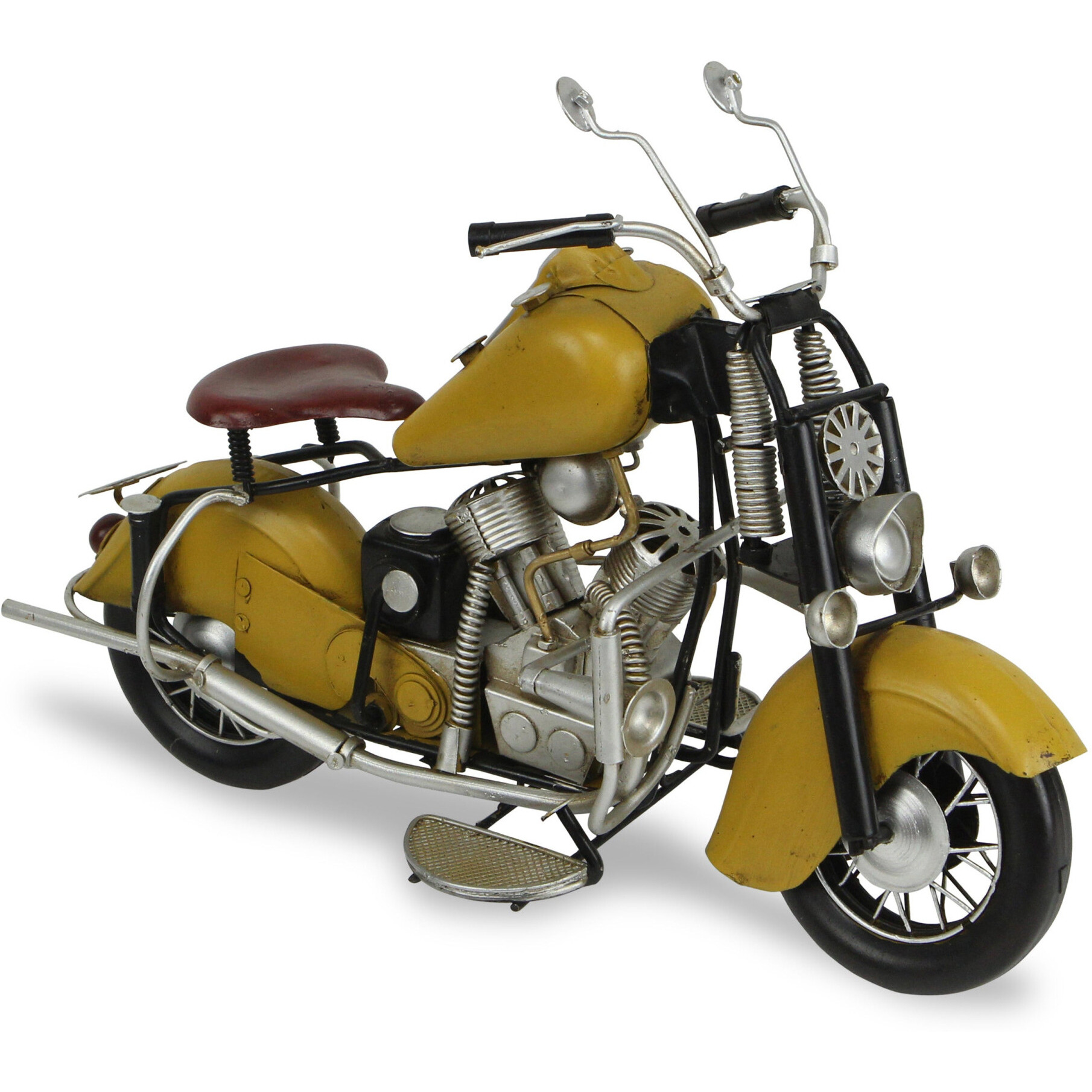8" Yellow and Black Metal Hand Painted Model Motorcycle